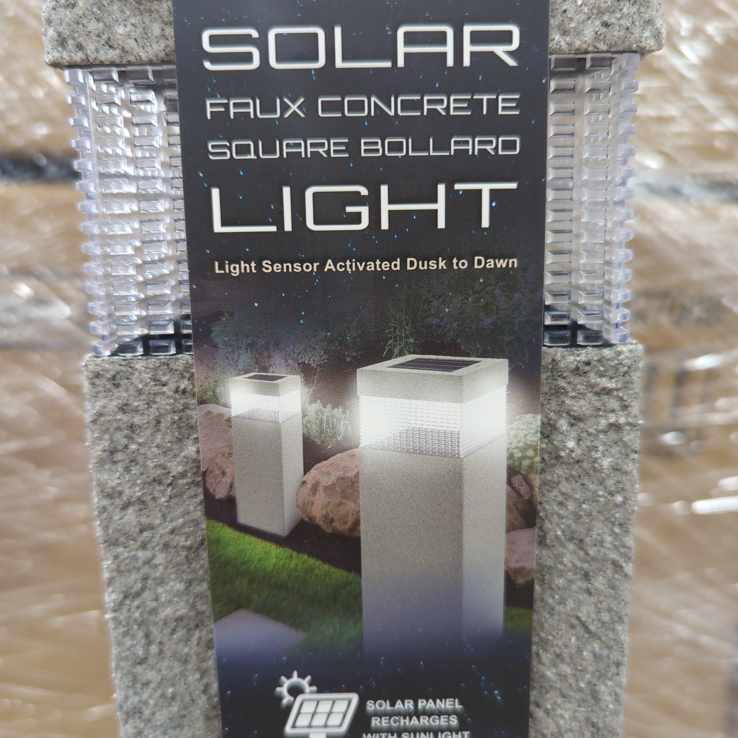 Solar Light Square Faux Concrete