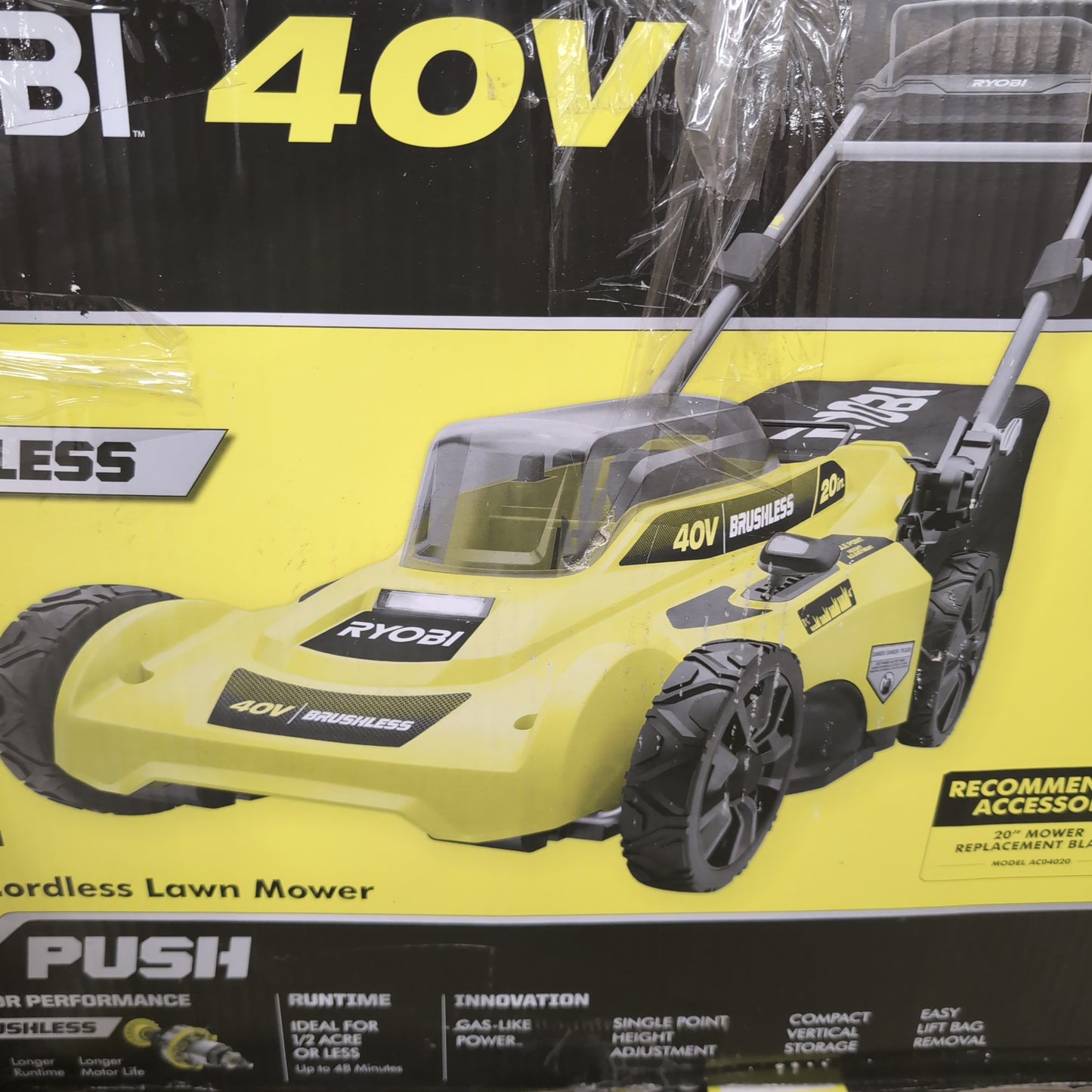RYOBI
40V Brushless 20 in. Cordless Battery Walk Behind Push Lawn Mower Kit