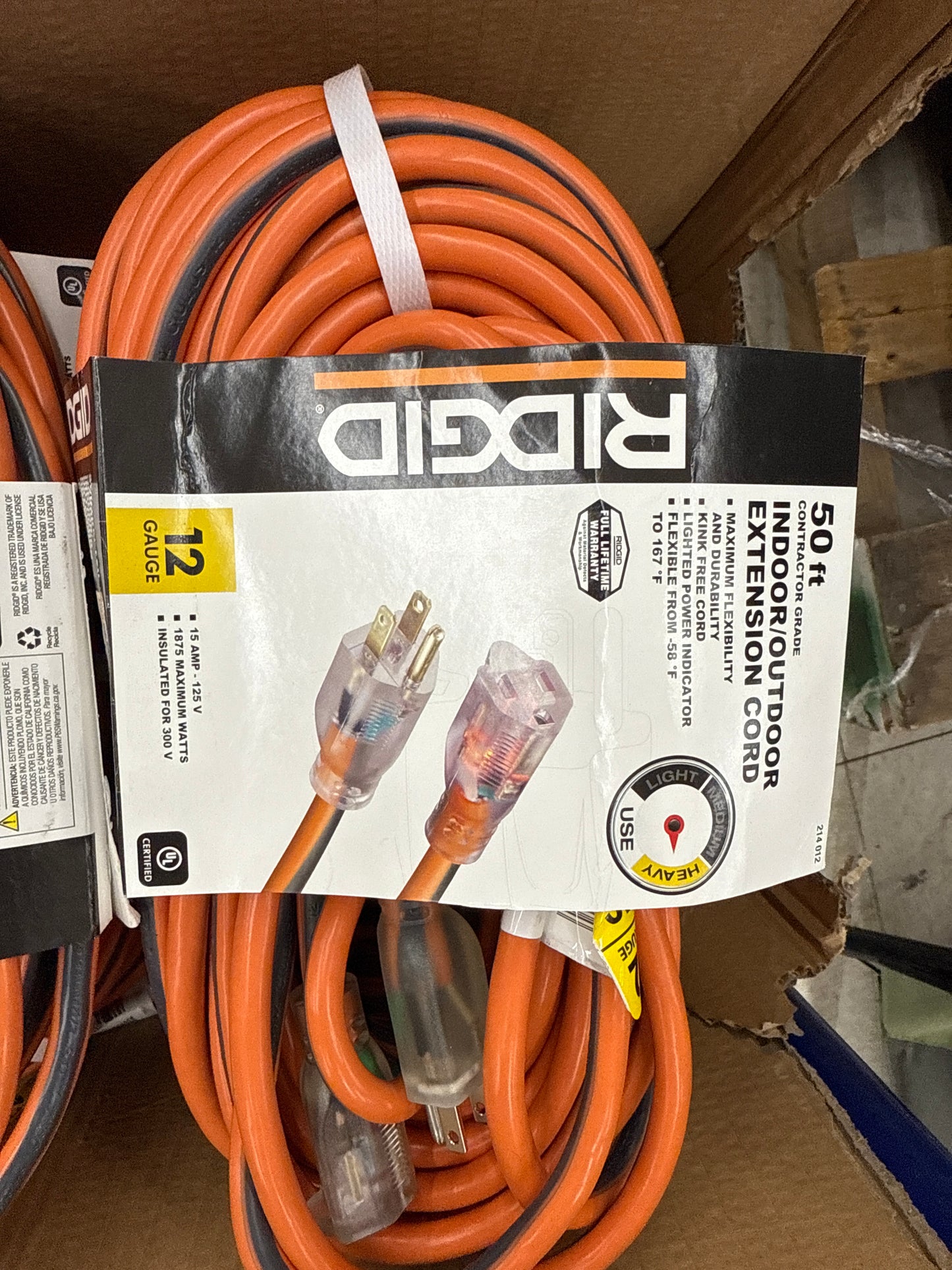 Ridgid 50ft 12 Gauge Ext Cord