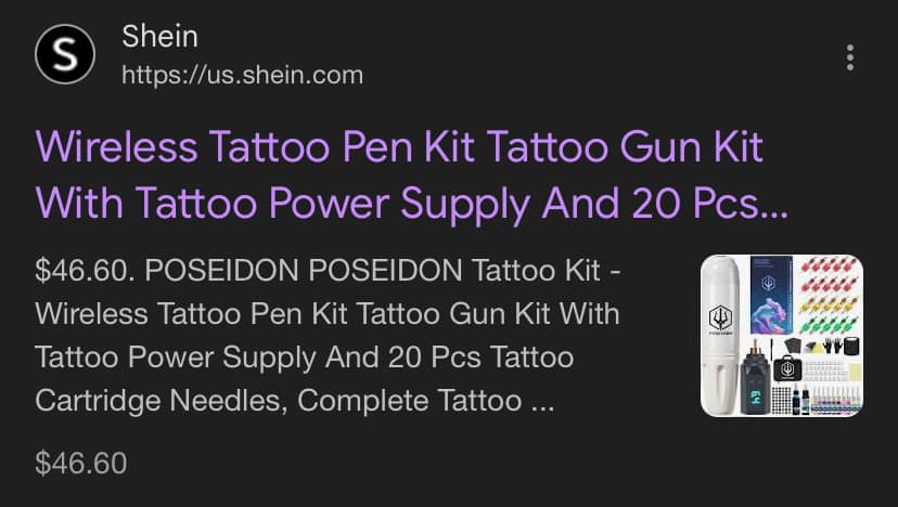 Poseidon Tatoo Kit from Shein