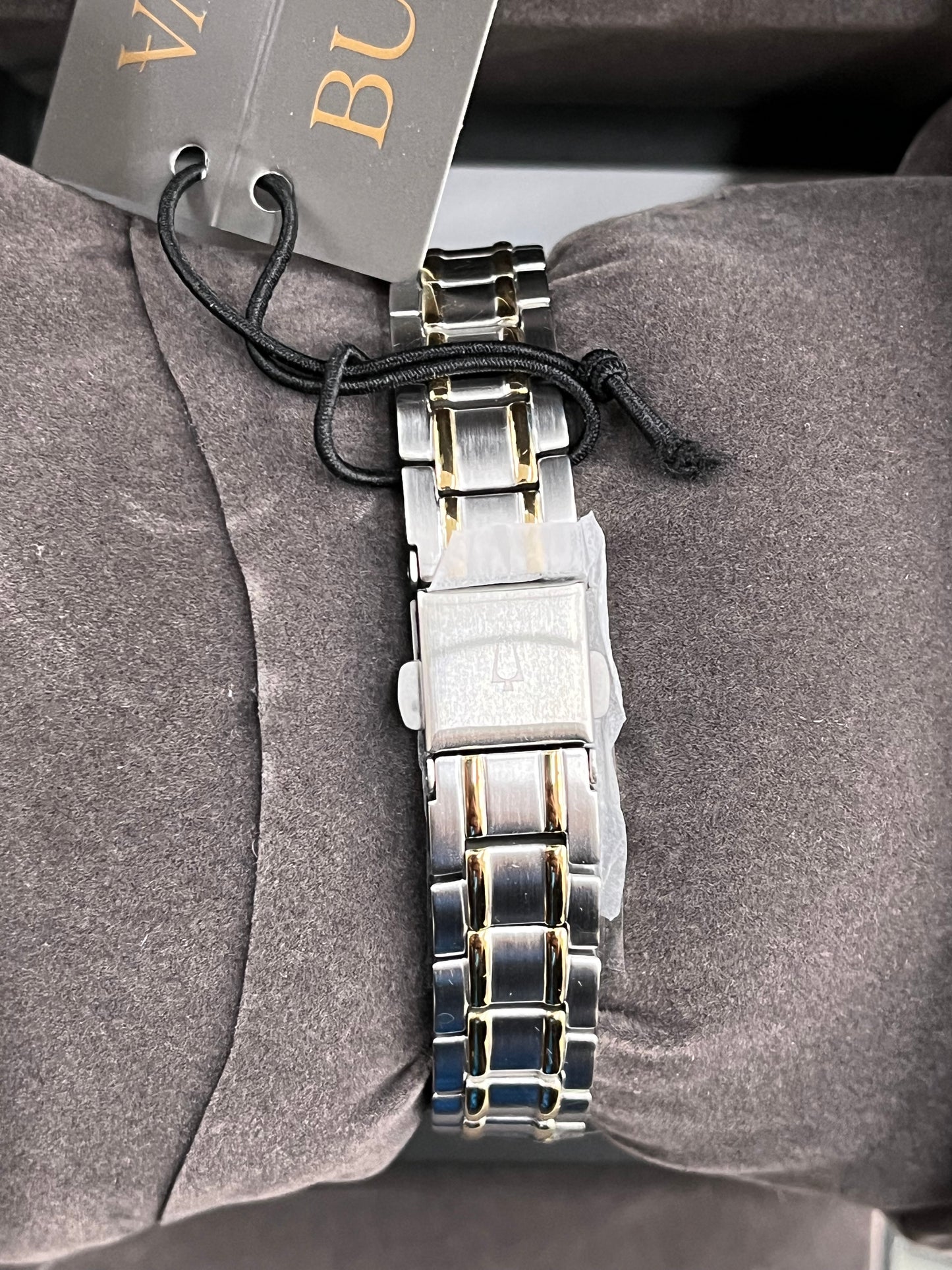 B13) Bulova Ladies' Classic Two-Tone Stainless Steel 3-Hand Calendar Date Quartz Watch, Silver-White Dial (Style: 98M105)