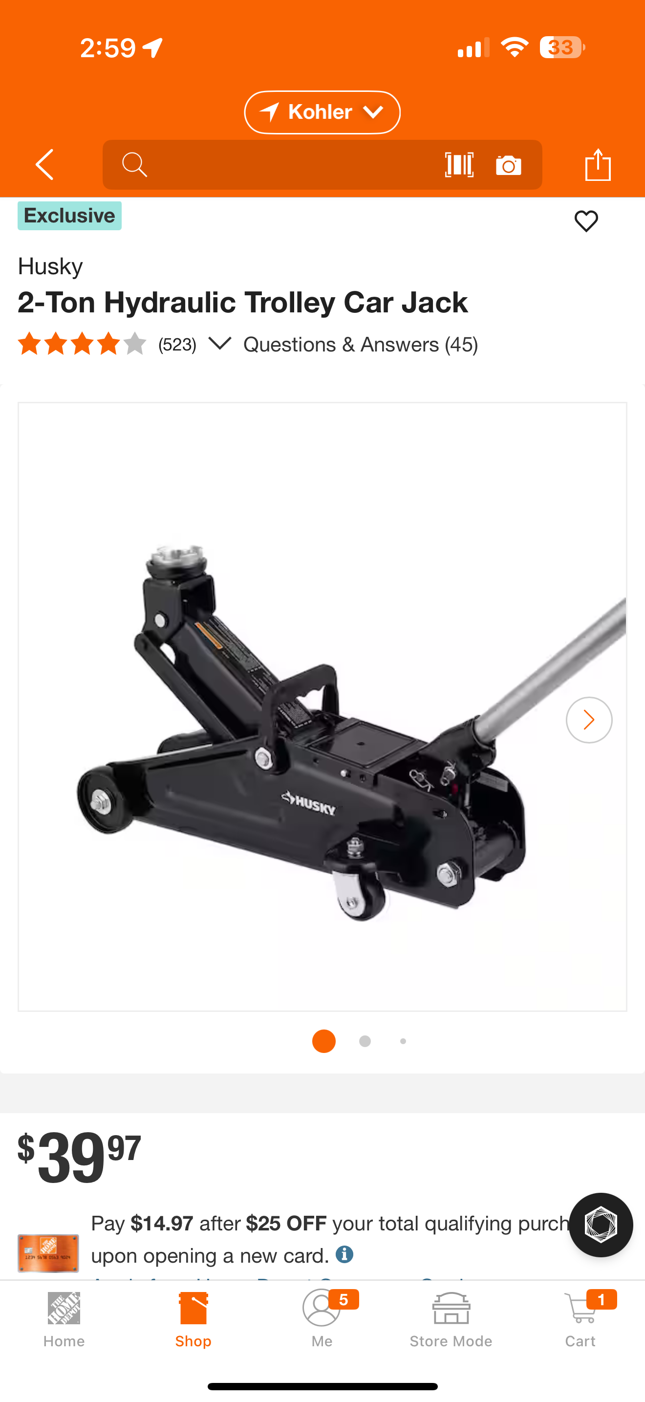 Husky 2 ton trolley jack
