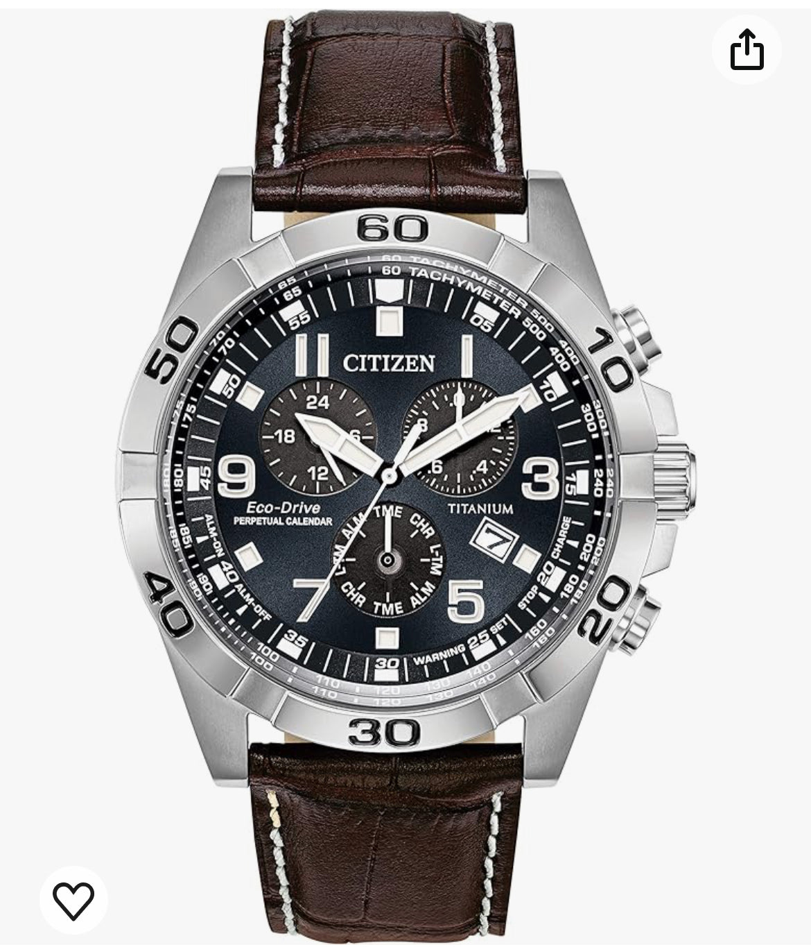 C4) Citizen Eco-Drive Brycen Chronograph Mens Watch, Super Titanium with Leather strap, Weekender, Brown (Model: BL5551-06L)