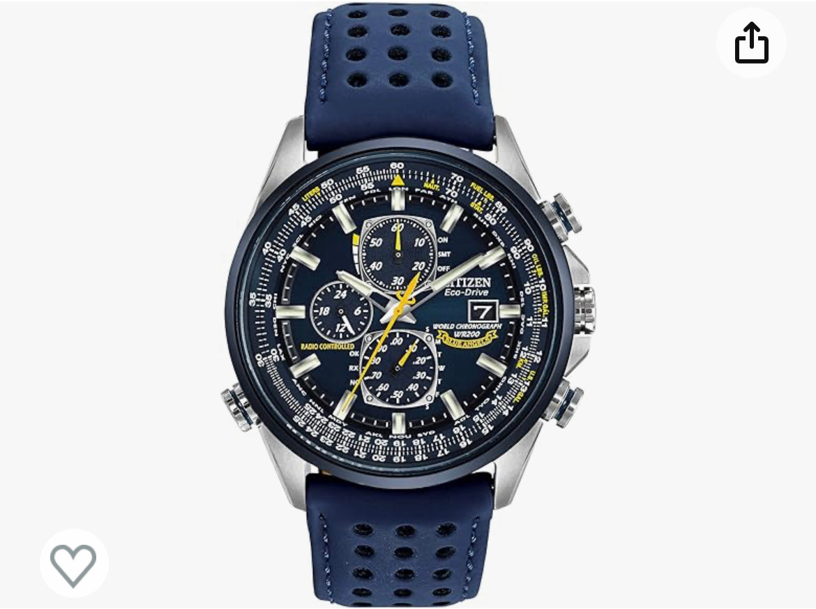 C30) Citizen Men's Eco-Drive Sport Luxury World Chronograph Atomic Time Keeping Watch in Stainless Steel with Blue Polyurethane strap, Blue Dial