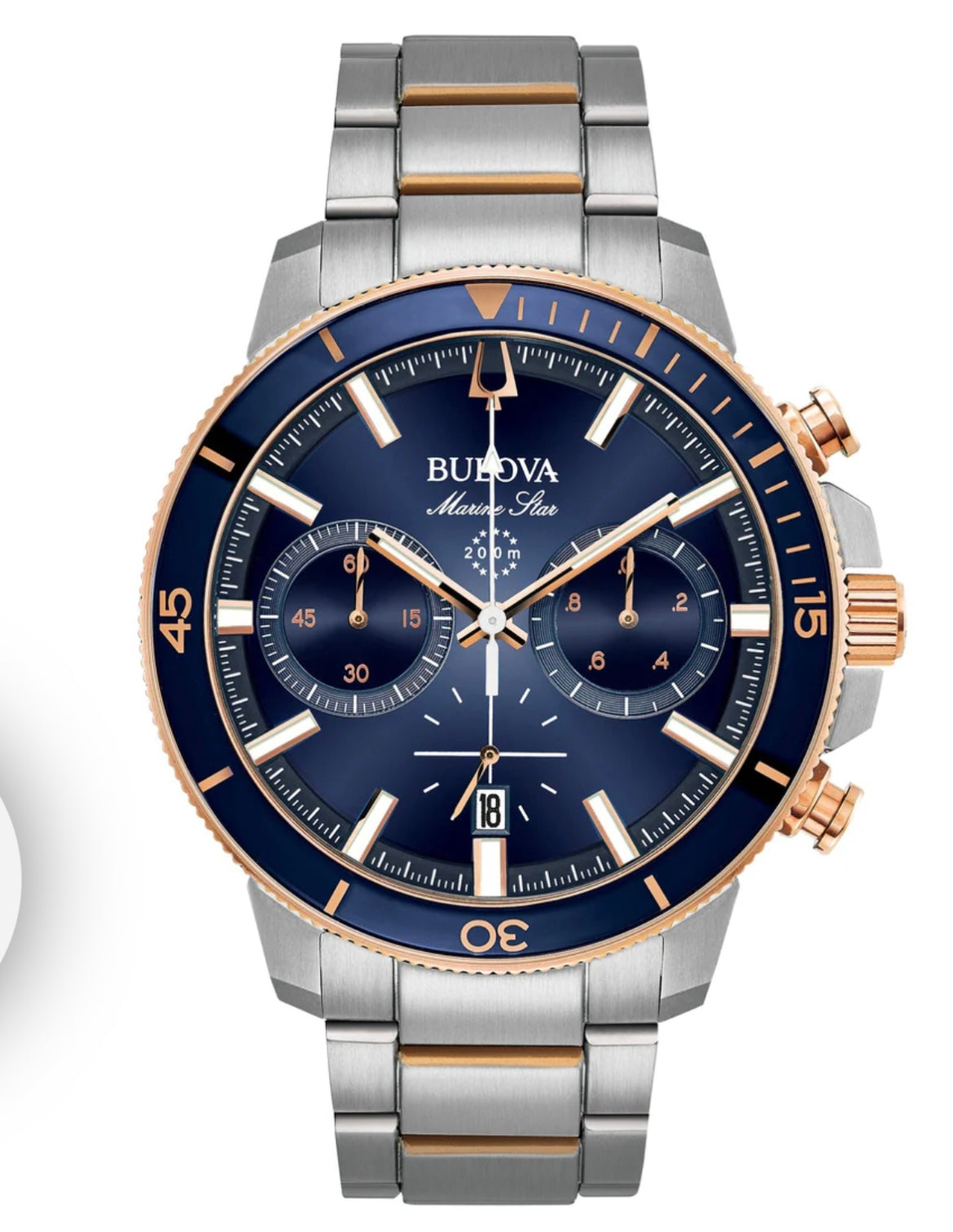 B34) Bulova Performance Marine Star Mens Watch Stainless Steel 98B301