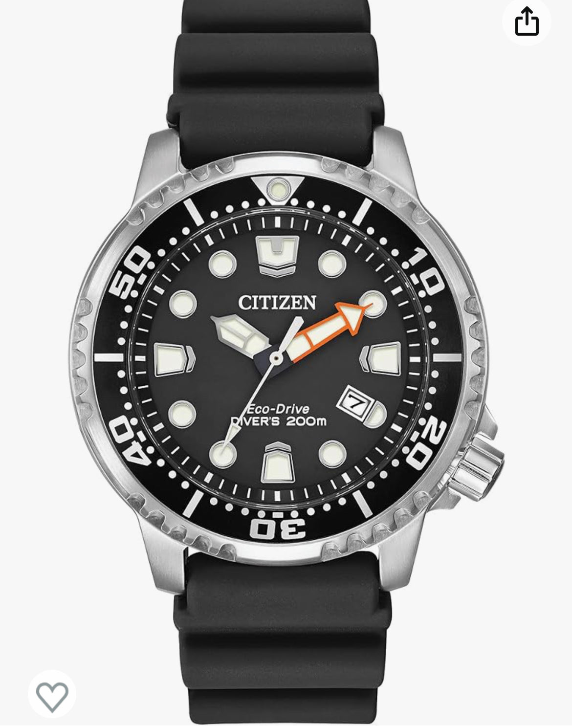 C38) Citizen Promaster Dive Eco-Drive Watch, 3-Hand Date, ISO Certified, Luminous Hands and Markers, Rotating Bezel