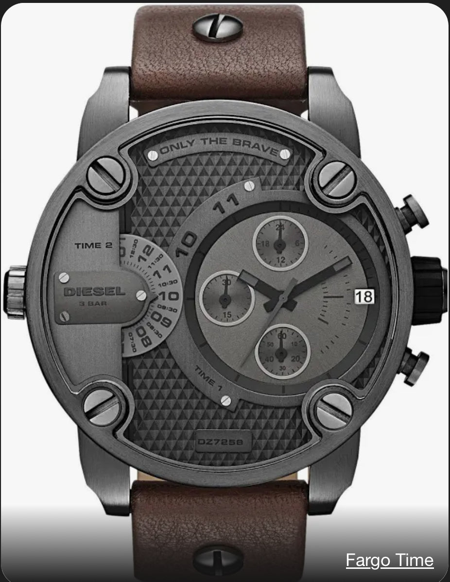 DIESEL MEN'S WATCH QUARTZ CHRONOGRAPH BROWN LEATHER STRAP DZ7258