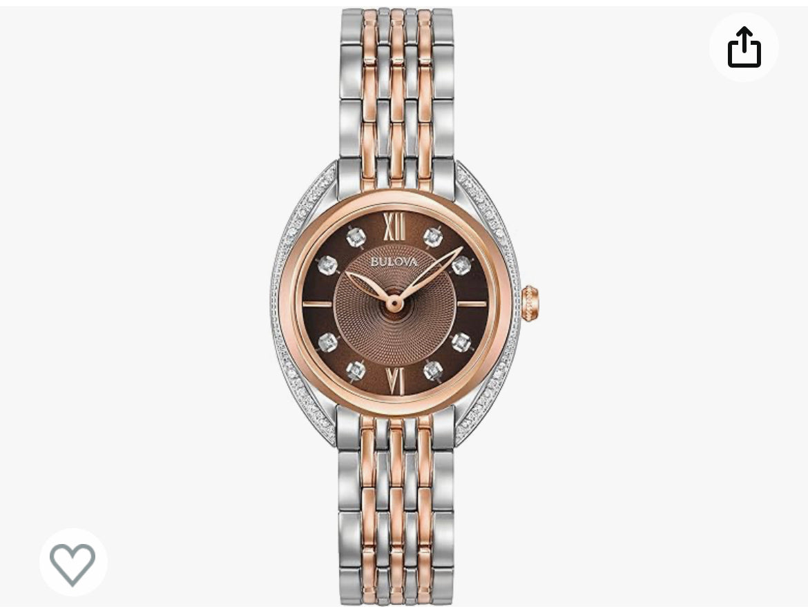 B4) Bulova Classic Quartz Ladies Watch, Stainless Steel Diamond , Two-Tone (Model: 98R230)