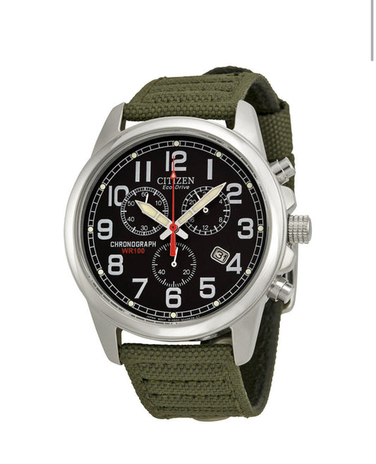 C105) Citizen Eco-Drive Chronograph Black Dial Men's Watch
Item No. AT0200-05E