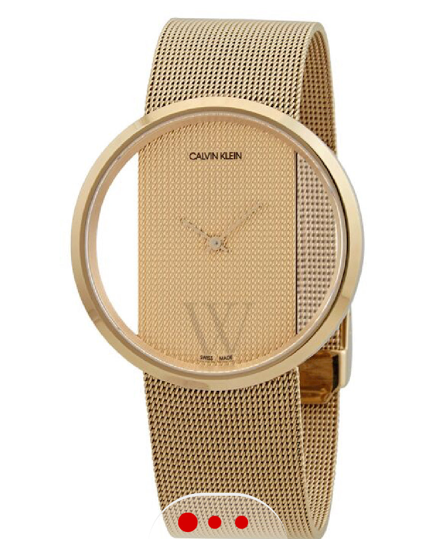 Ck3) Women's Glam Stainless Steel Mesh Clear Dial Watch