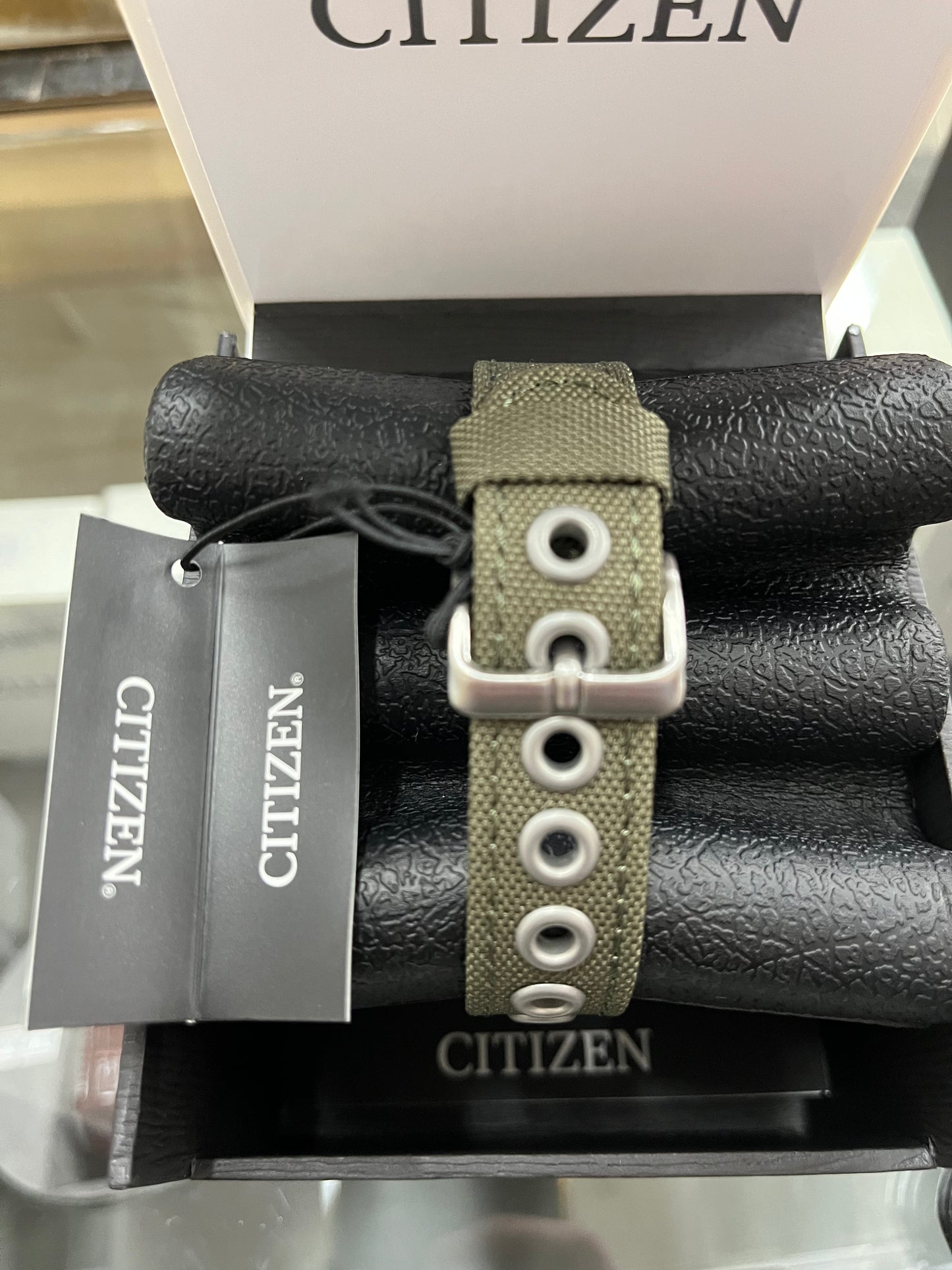 C34) Citizen Men's Sport Casual Garrison 3-Hand Day/Date Eco-Drive Nylon Strap Watch, 100 Meters Water Resistant