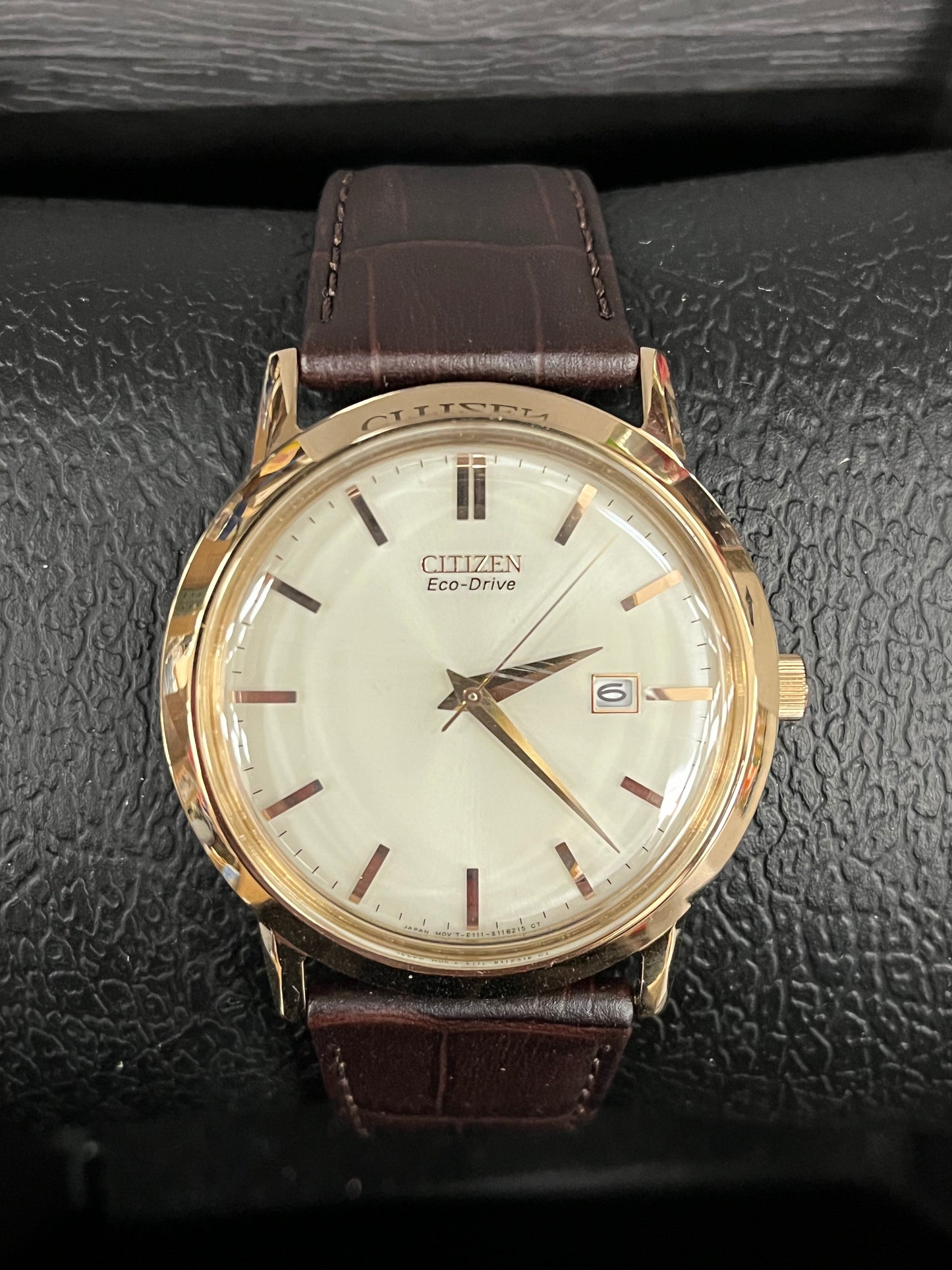 C36) Citizen Men's | Eco-Drive | White Dial | Brown Leather Strap