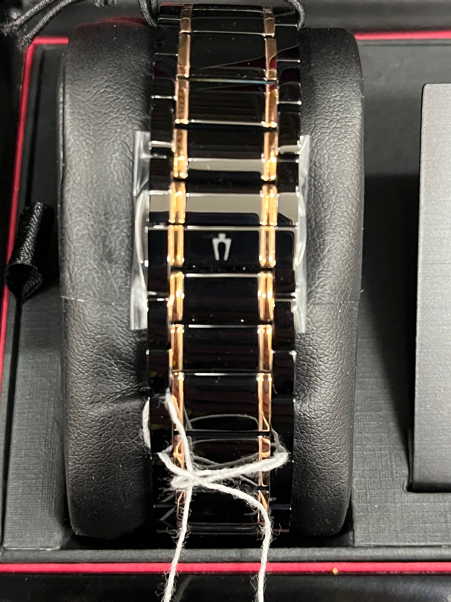 B16) Bulova Ladies' Latin GRAMMY Black Ion-Plated and Rose Gold with Sub Sweep Second Hand Quartz Watch, Sapphire Crystal Style: 98L240