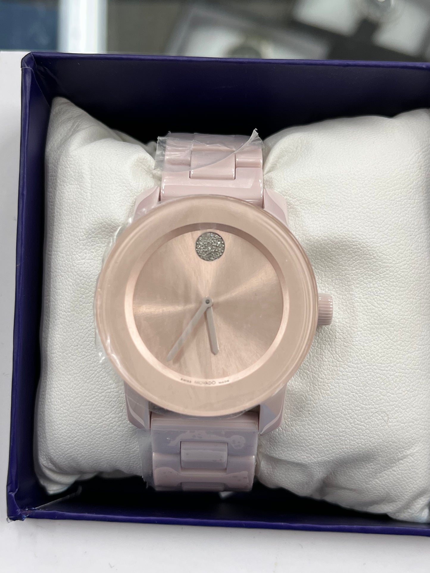 Movado Women's Bold Blush Ceramic Steel Case and Link Bracelet, Blush