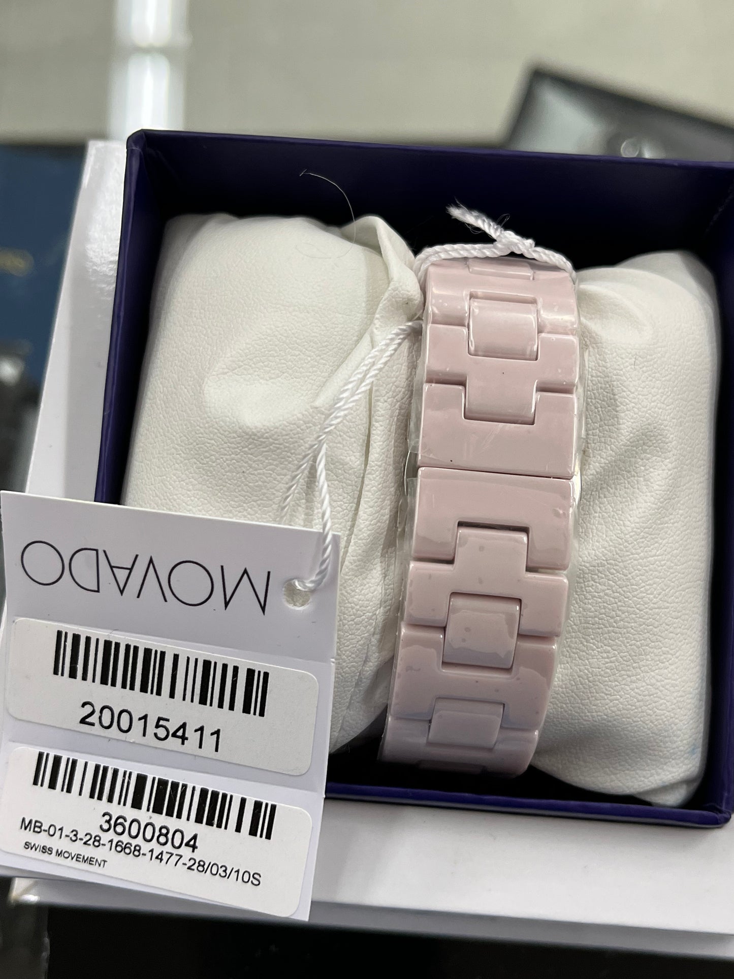 Movado Women's Bold Blush Ceramic Steel Case and Link Bracelet, Blush