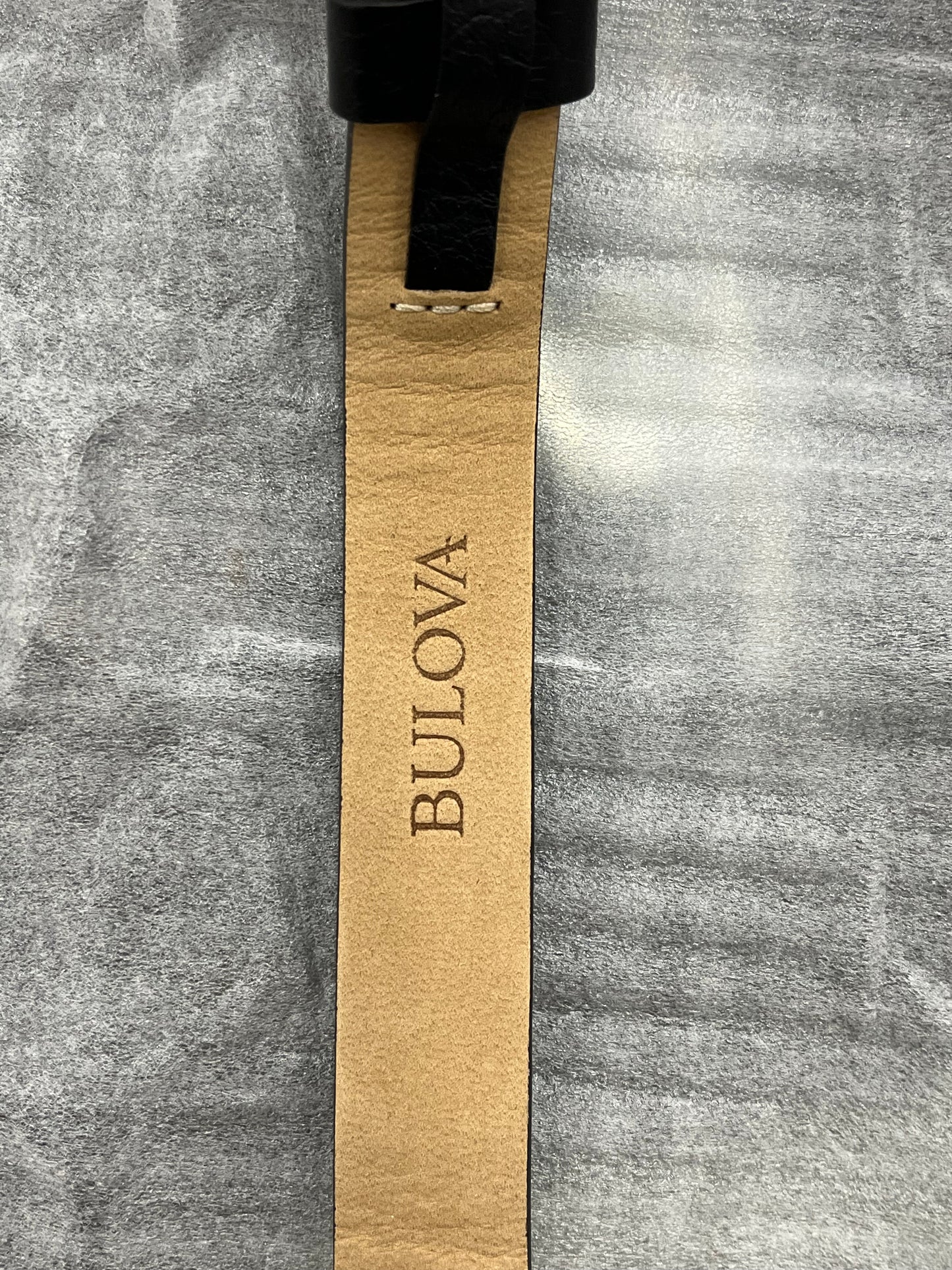 B48) Bulova Jewelry Mens Precisionist Black Leather Belt-Strap Bracelet