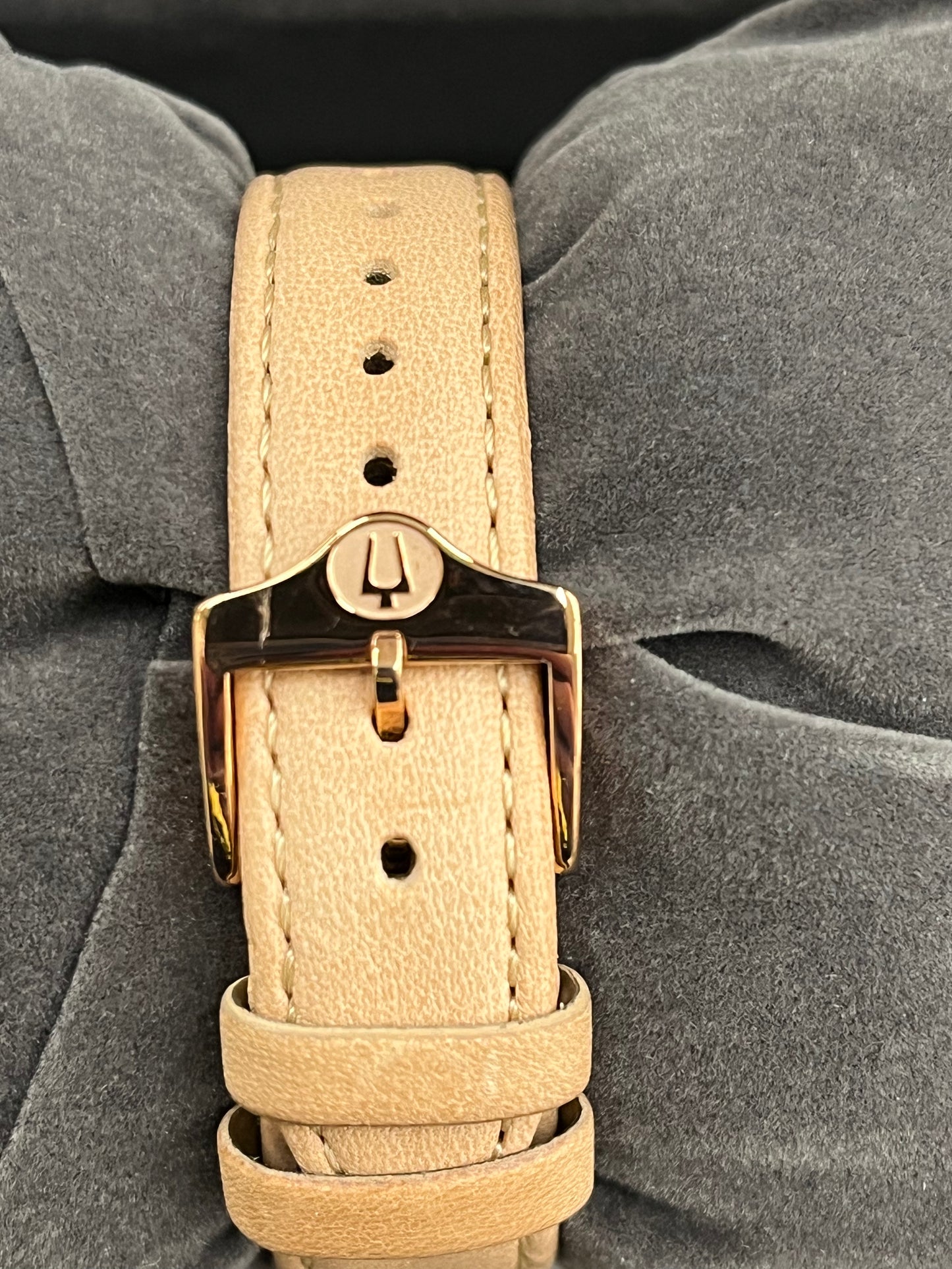 B44) Ladies' Bulova Classic Rose-Tone Strap Watch with White Dial (Model: 97L146)