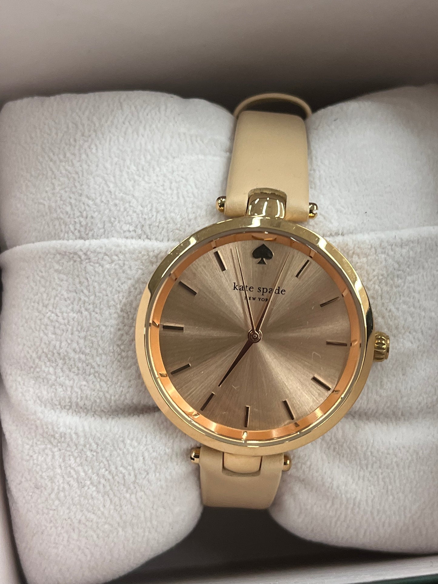 Kate Spade New York Women's Holland Quartz Stainless Steel, Leather Three-Hand Watch, Color: Rose Gold