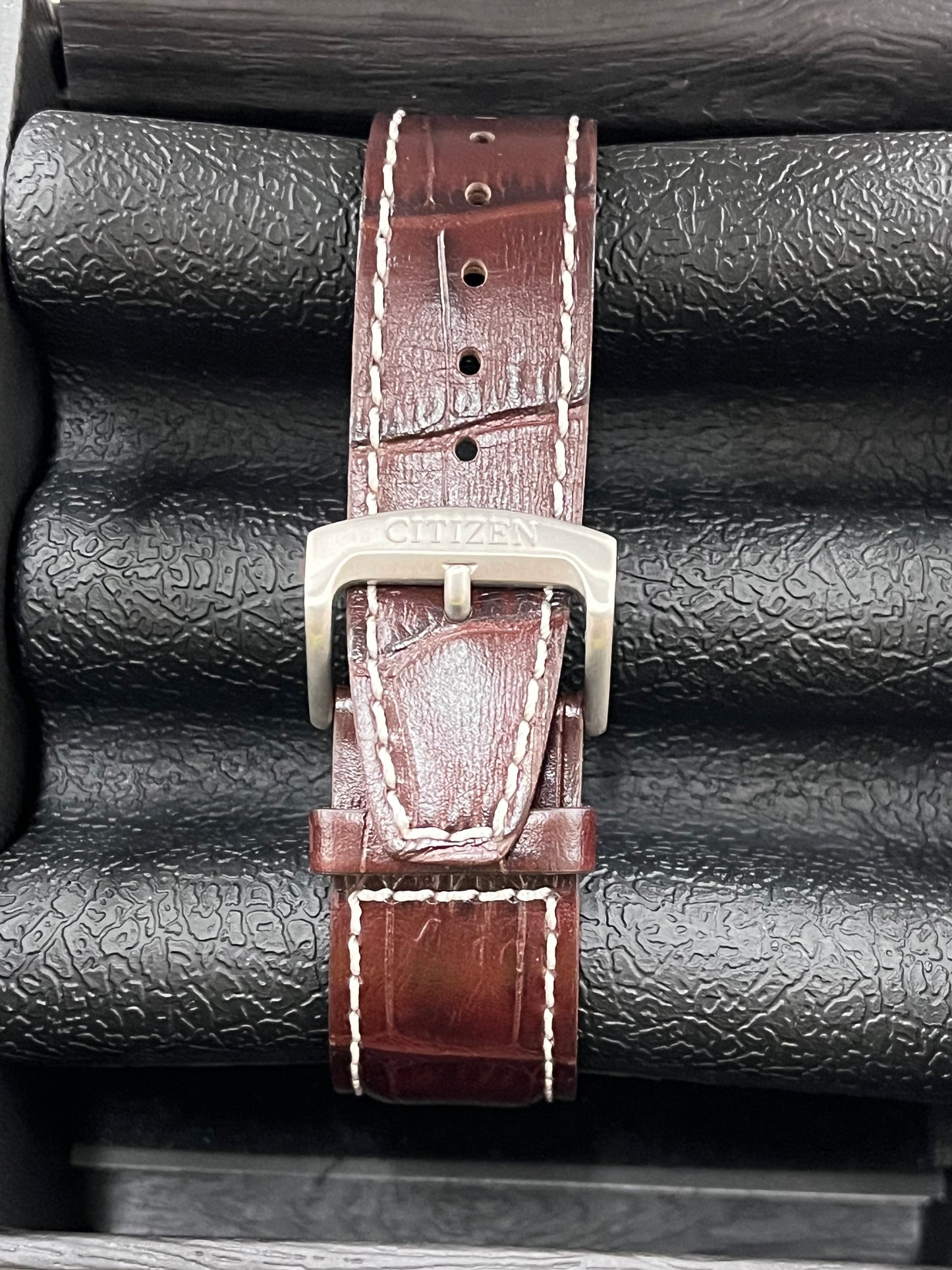 C4) Citizen Eco-Drive Brycen Chronograph Mens Watch, Super Titanium with Leather strap, Weekender, Brown (Model: BL5551-06L)