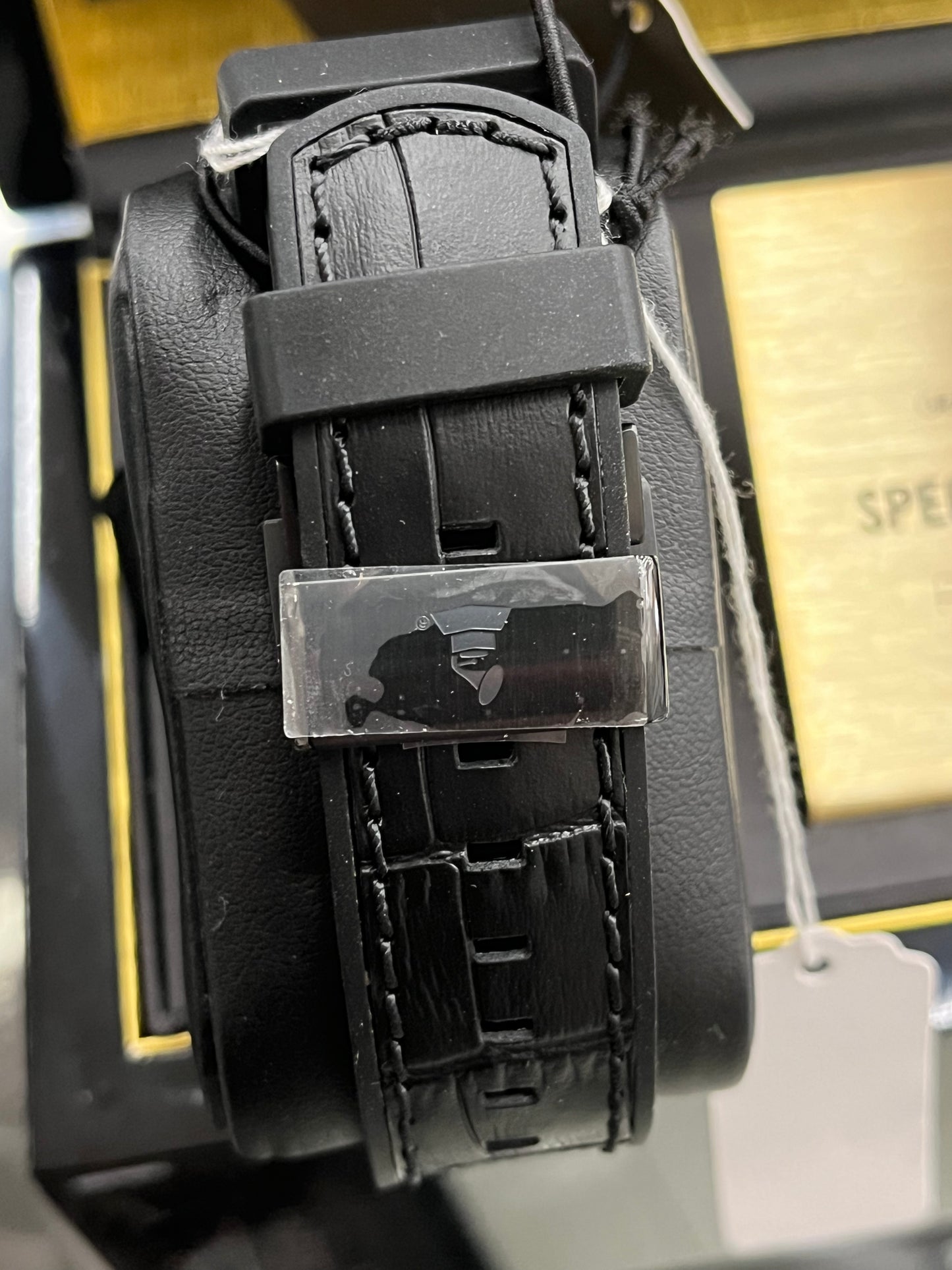 B8) Bulova Grammy Automatic Mens Stainless Steel with Black Leather & FKM Rubber Strap, Black (Model: 98A241)