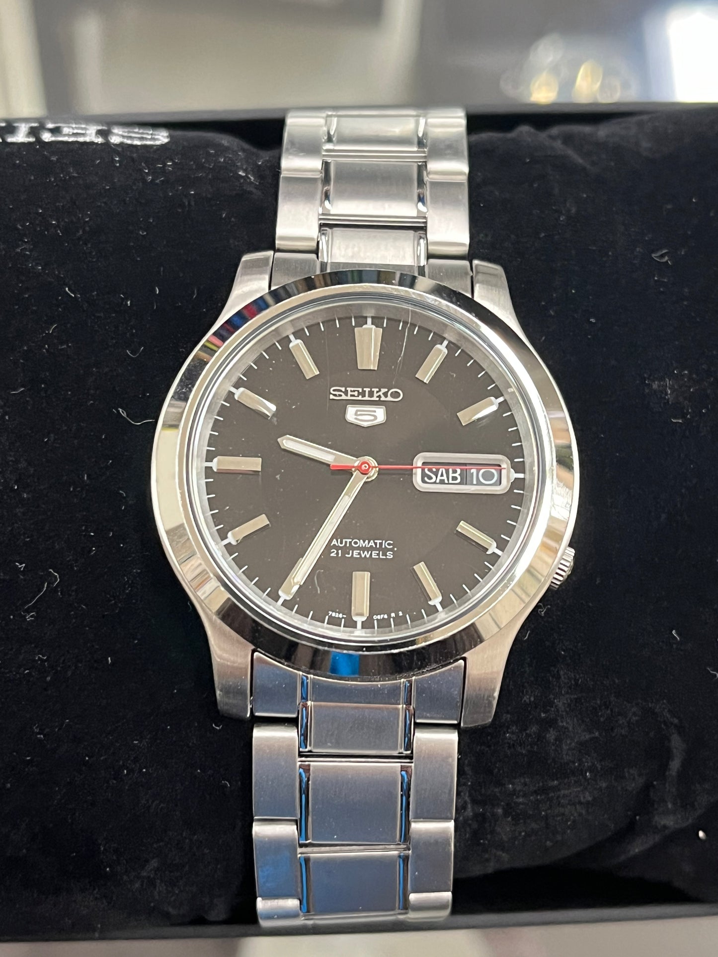 S4) SEIKO Automatic Watch for Men 5-7S Collection - with Day/Date Calendar, Luminous Hands, Stainless Steel Case & Bracelet