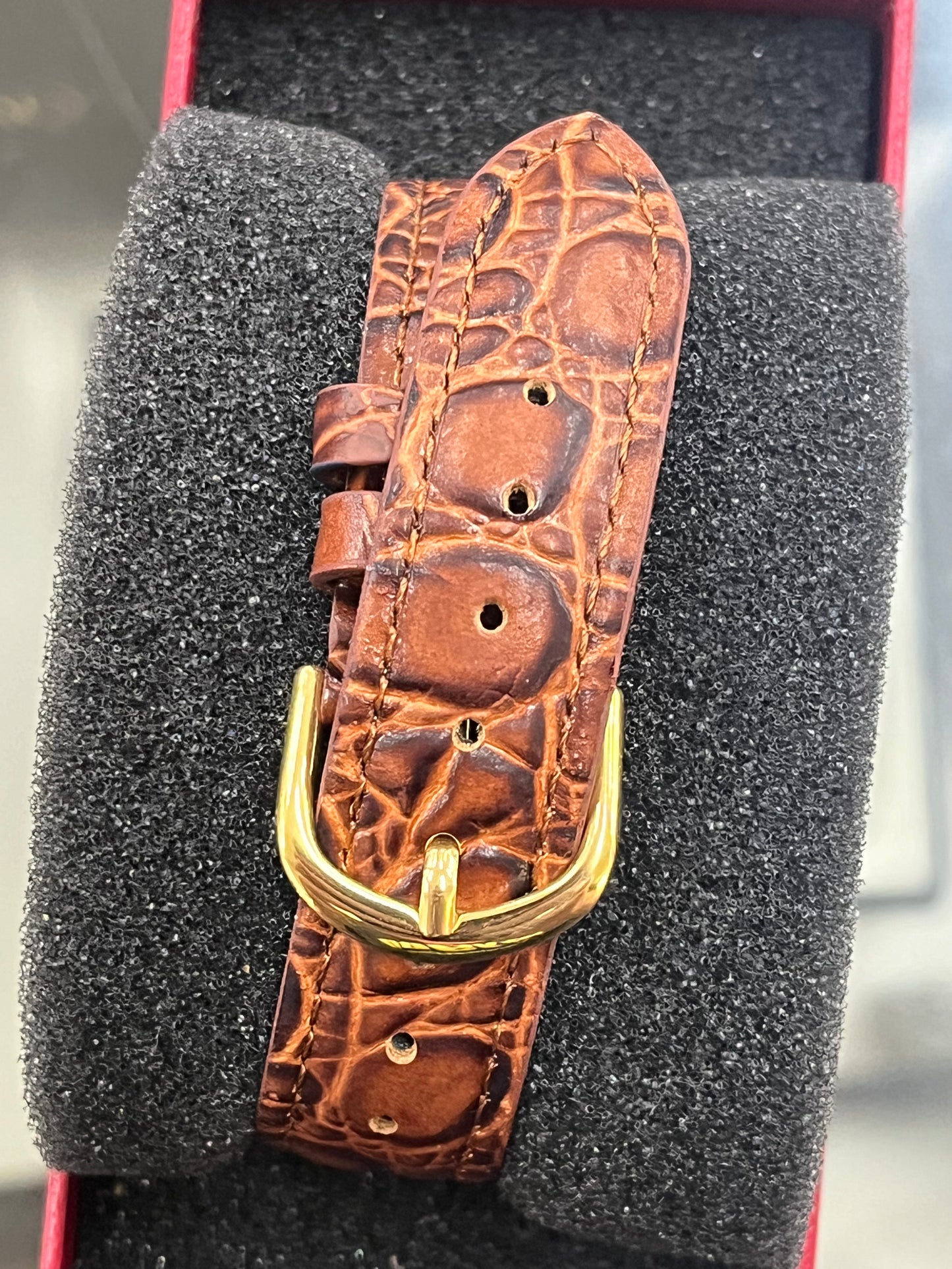 Peugot Contour Case Remote Sweep Leather watch