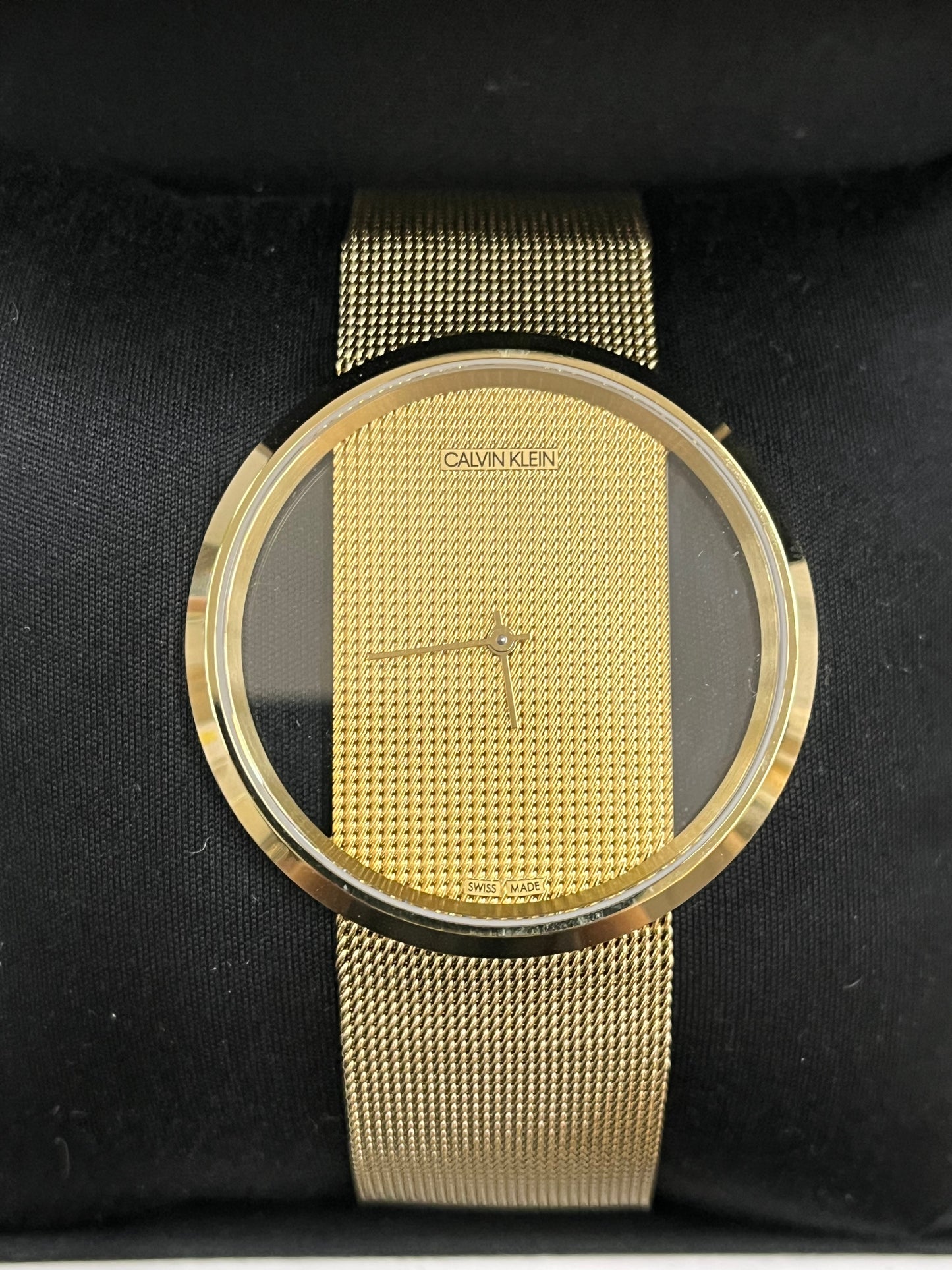 Ck3) Women's Glam Stainless Steel Mesh Clear Dial Watch