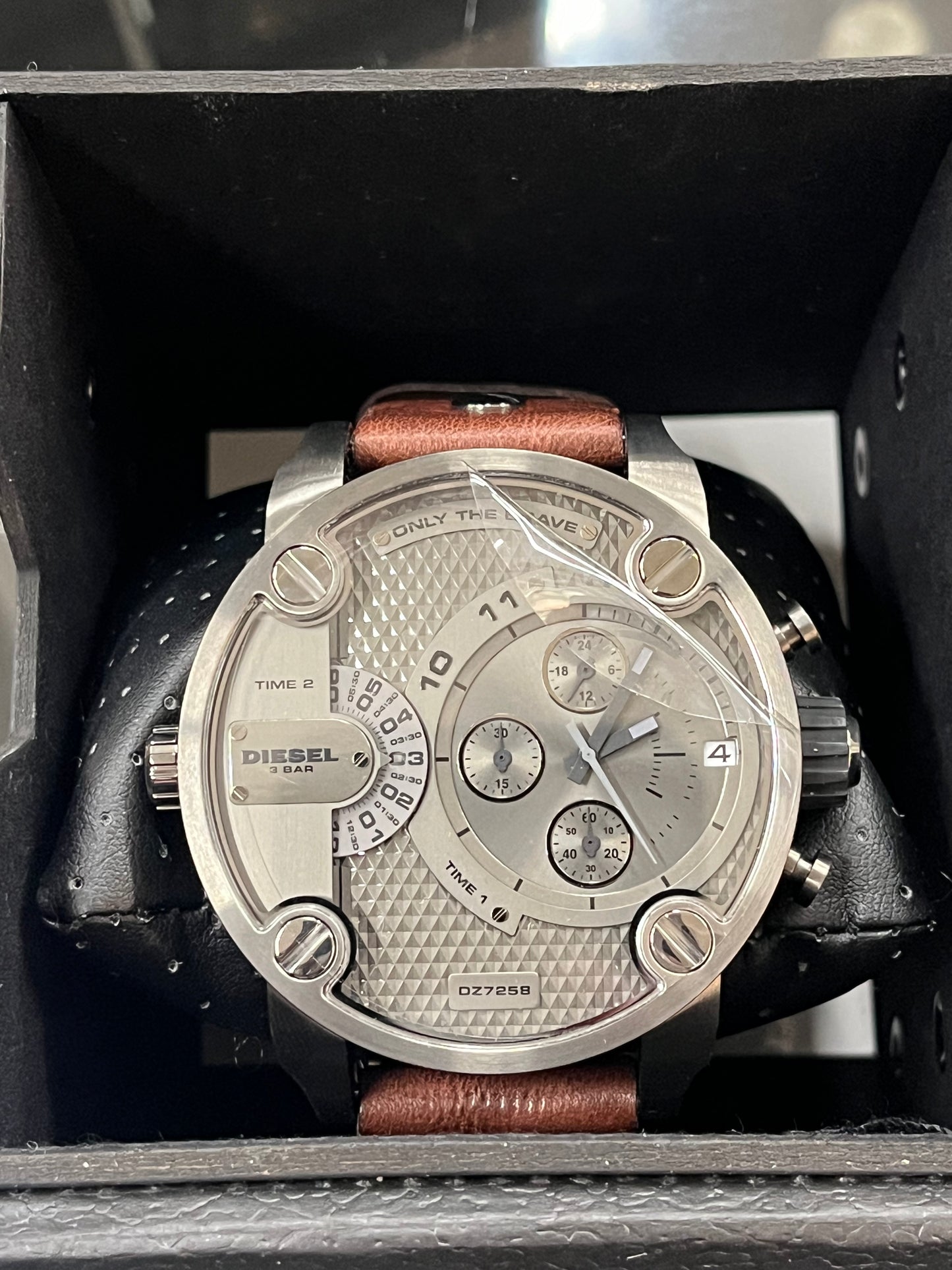 DIESEL MEN'S WATCH QUARTZ CHRONOGRAPH BROWN LEATHER STRAP DZ7258