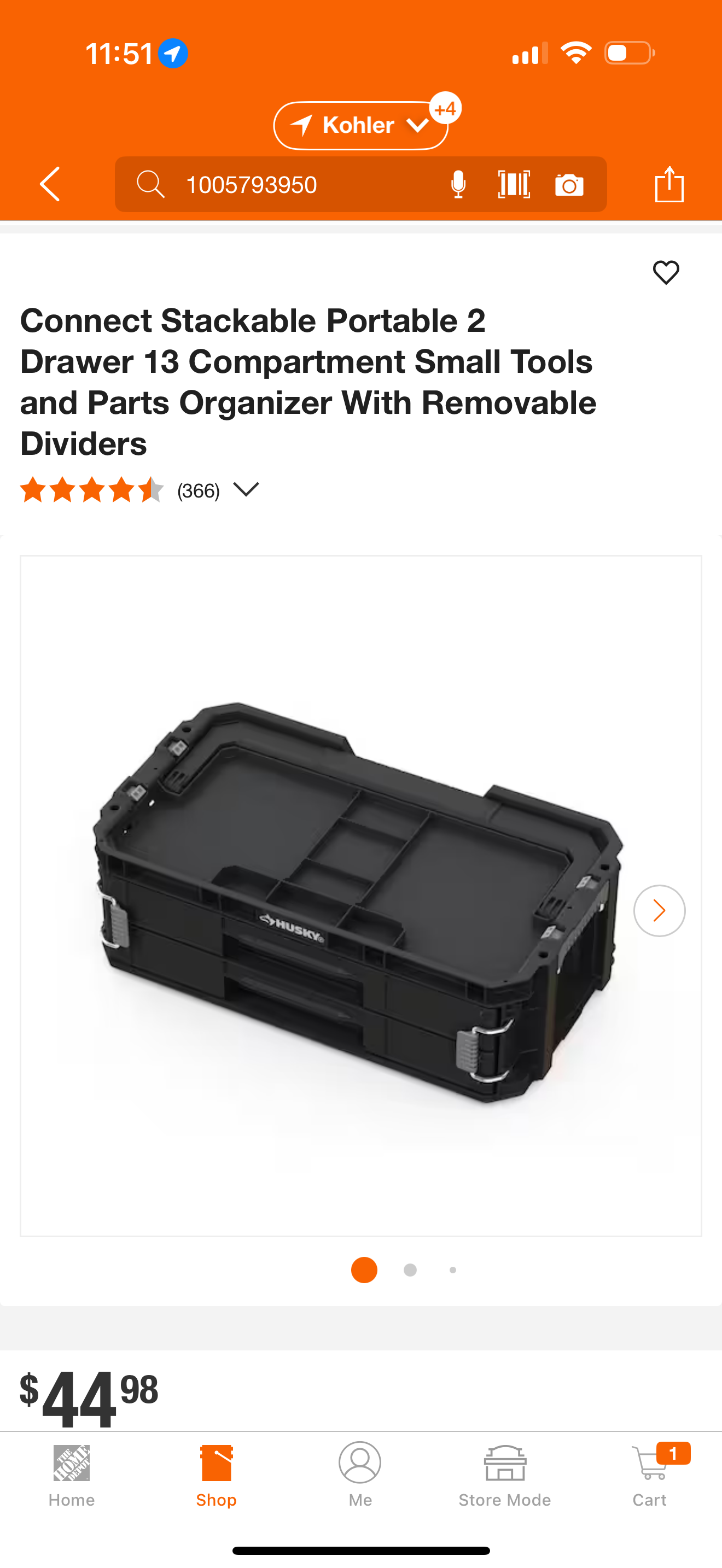 Husky 2 drawer 13 compartment organizer