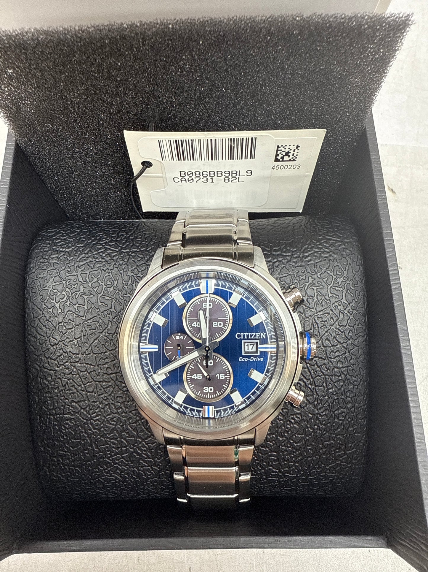 C106) Eco-Drive Chronograph Blue Dial Men's Watch
Item No. CA0731-82L