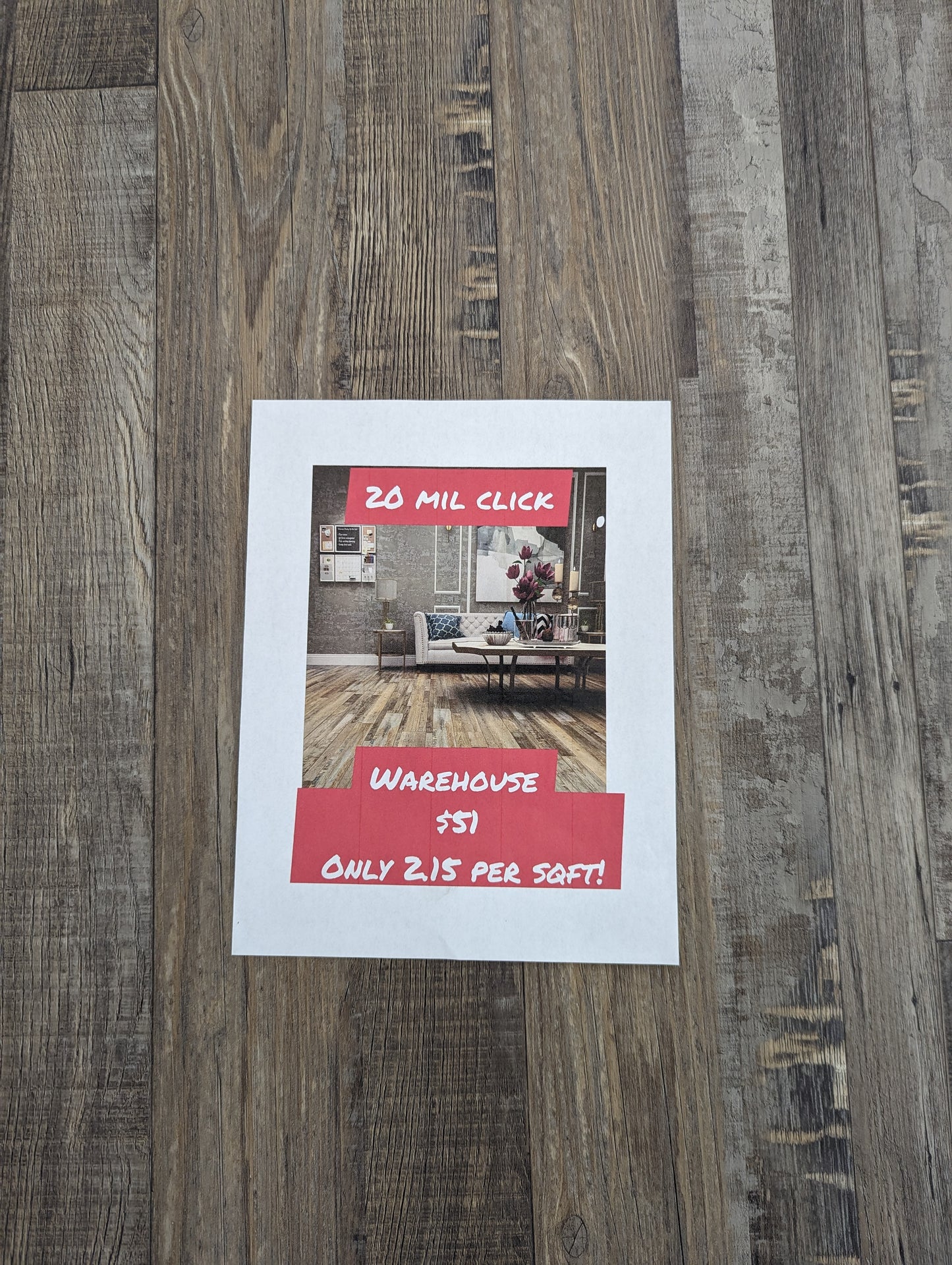 Warehouse Row LVP Click-Lock Flooring $2.15 per sqft 20mil