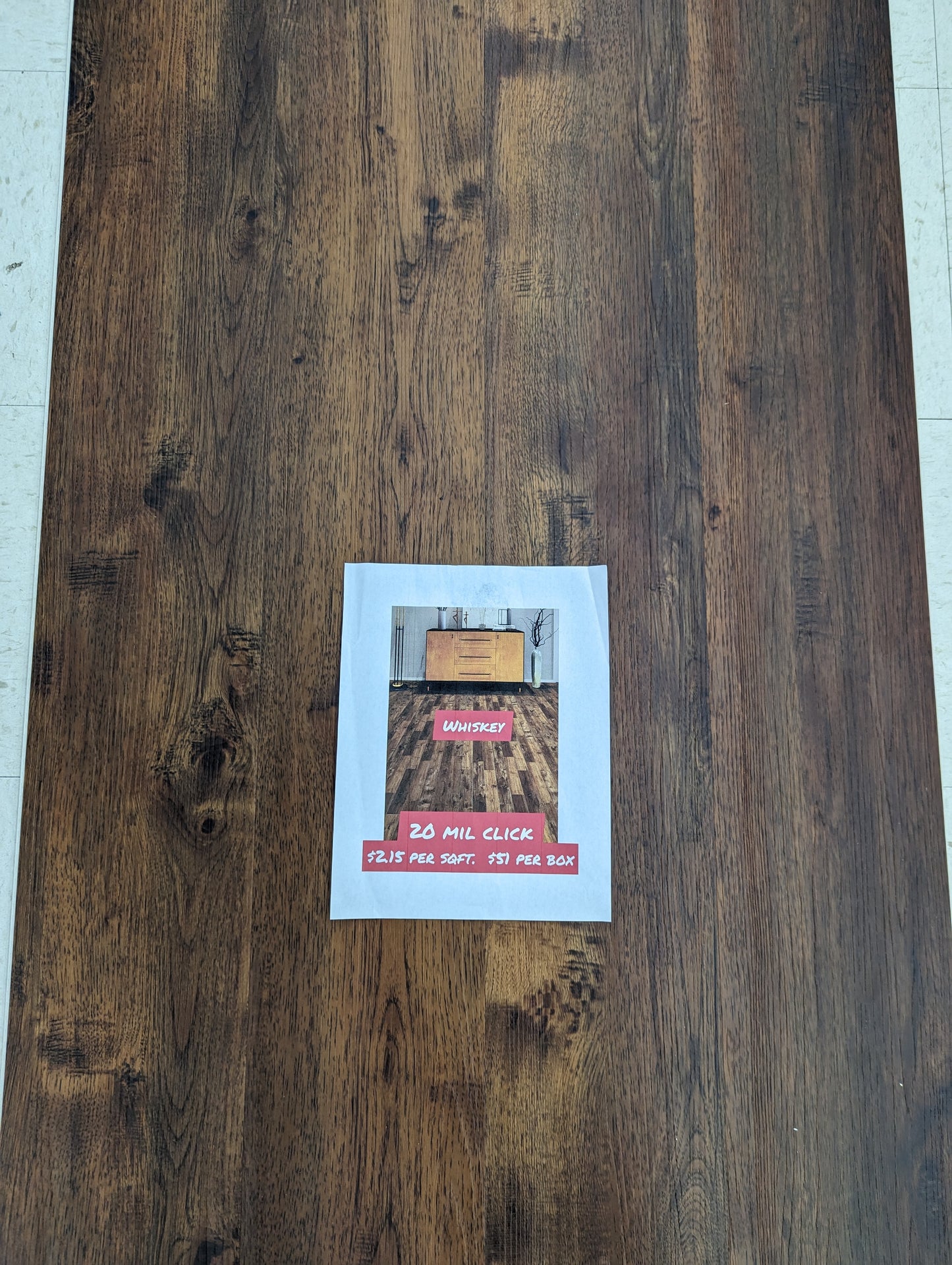 Whiskey LVP Click-Lock Flooring $2.15 /sq ft. 20mil