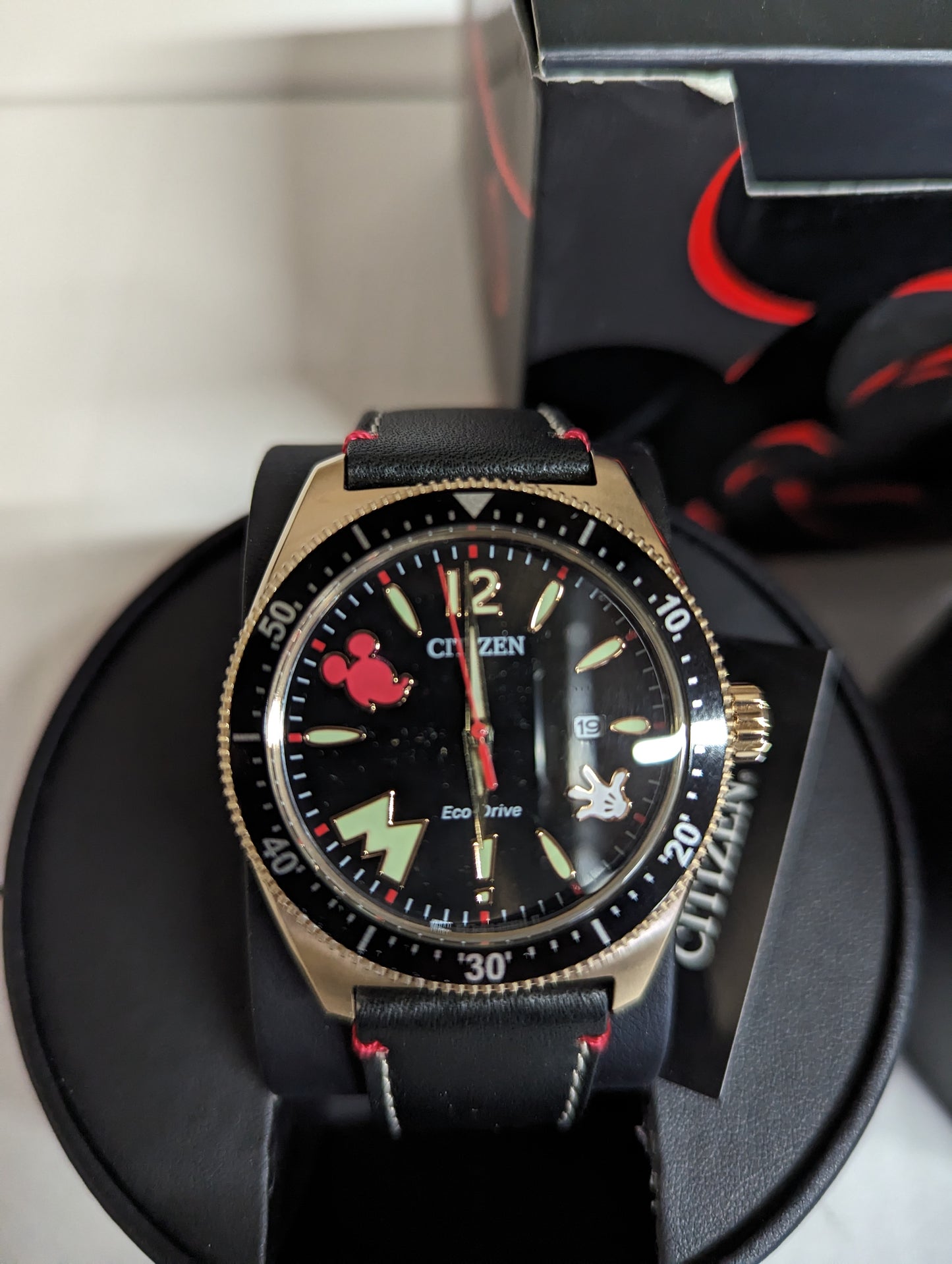 C7) Citizen Eco-Drive Mickey Mouse Classic Black Strap Watch