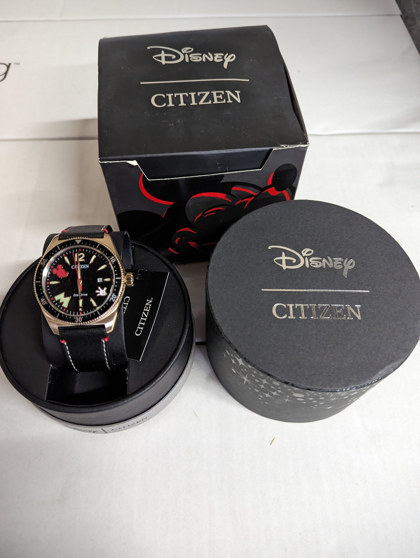 C7) Citizen Eco-Drive Mickey Mouse Classic Black Strap Watch