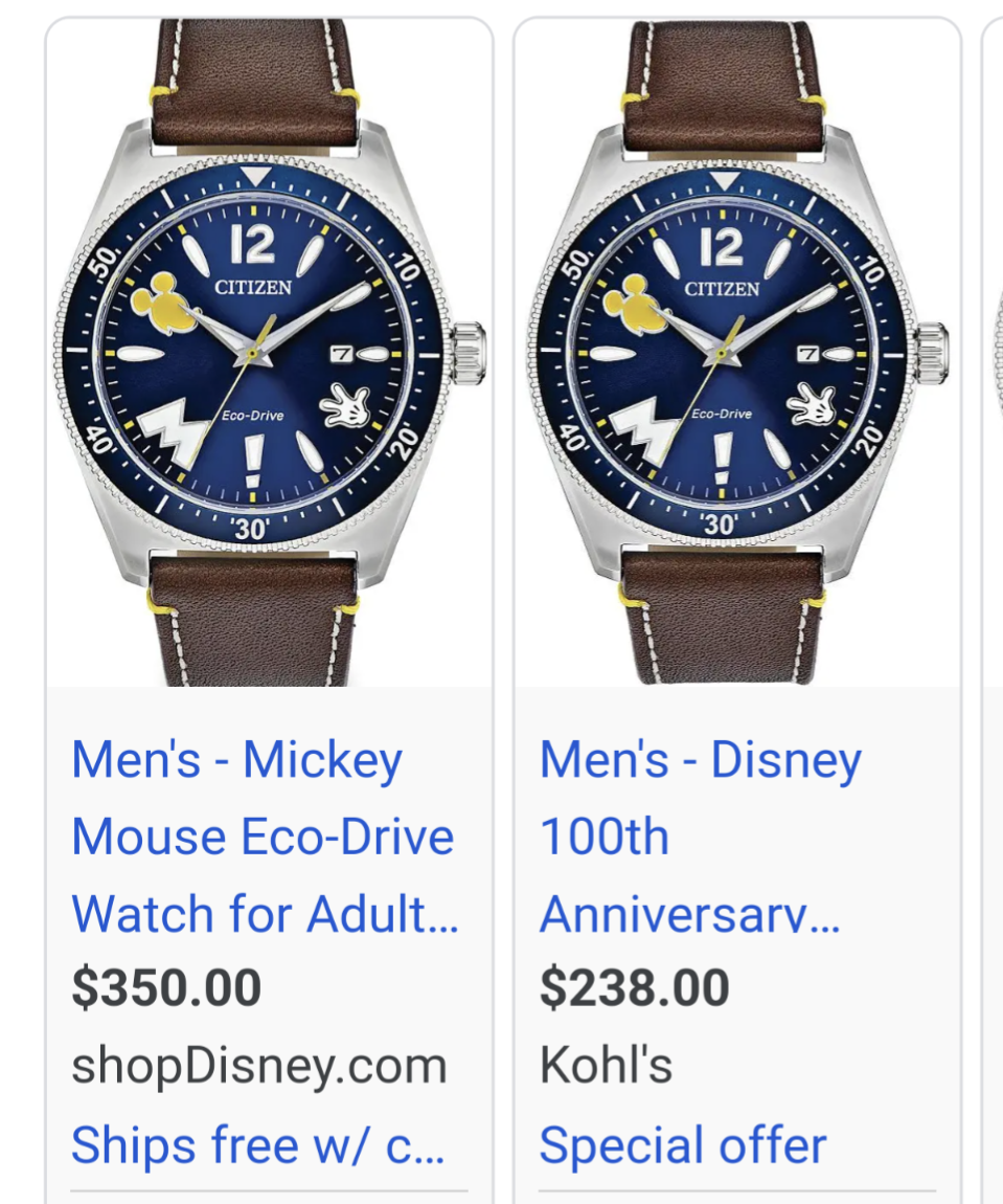 C50) Mickey Mouse Eco Drive Watch by Citizen Blue Face