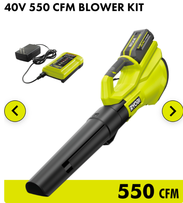 Ryobi 40V 550 CFM BLOWER KIT