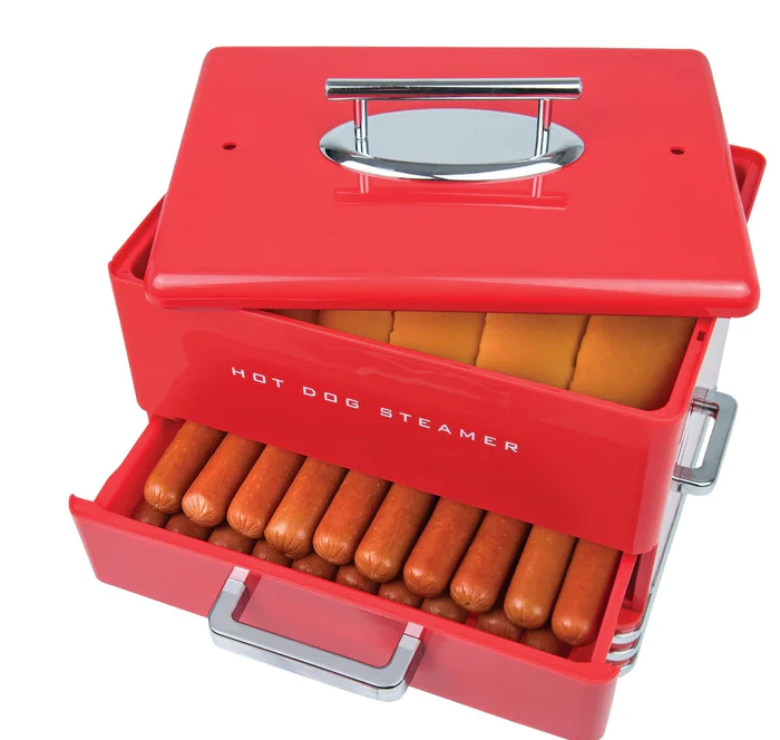 Nostalgia Large Diner Style Hot Dog Steamer