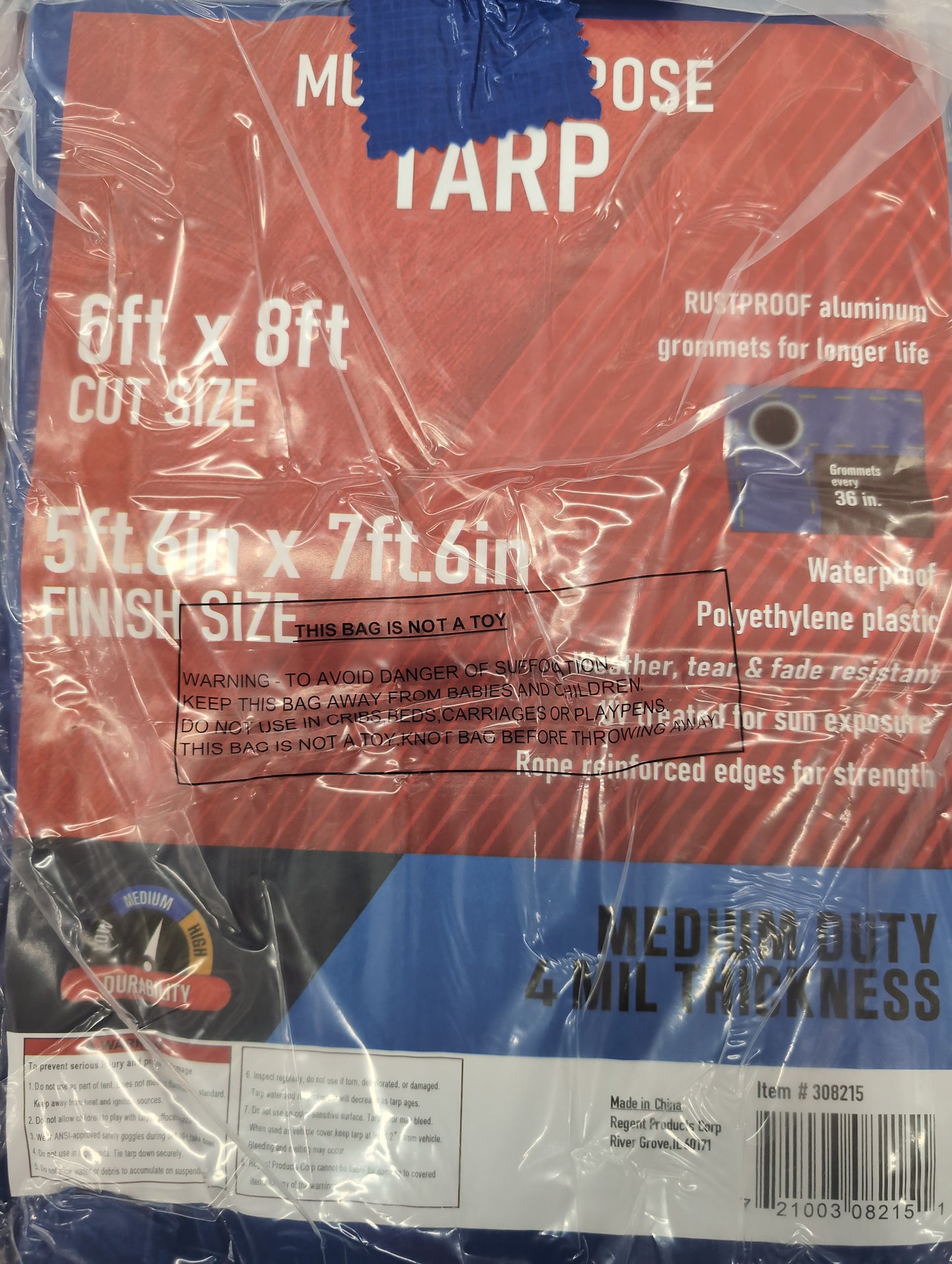 6 x 8 ft Blue Tarp 4 mil