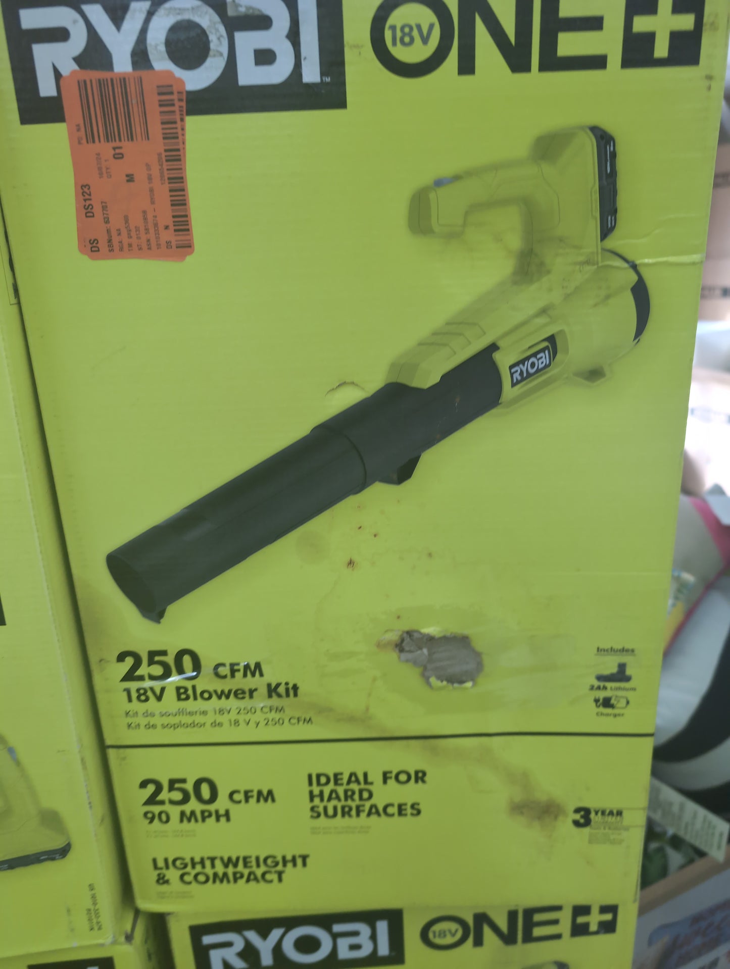 RYOBI
ONE+ 18V 90 MPH 250 CFM Cordless Battery Leaf Blower/Sweeper with 2.0 Ah Battery and Charger