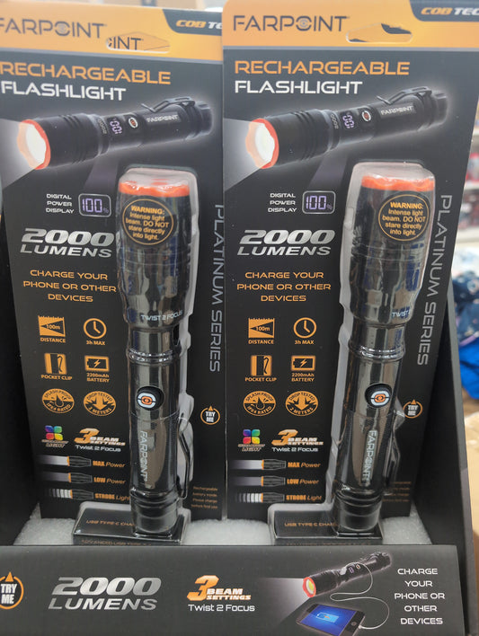 2000 Lumen Flashlight w Power Bank