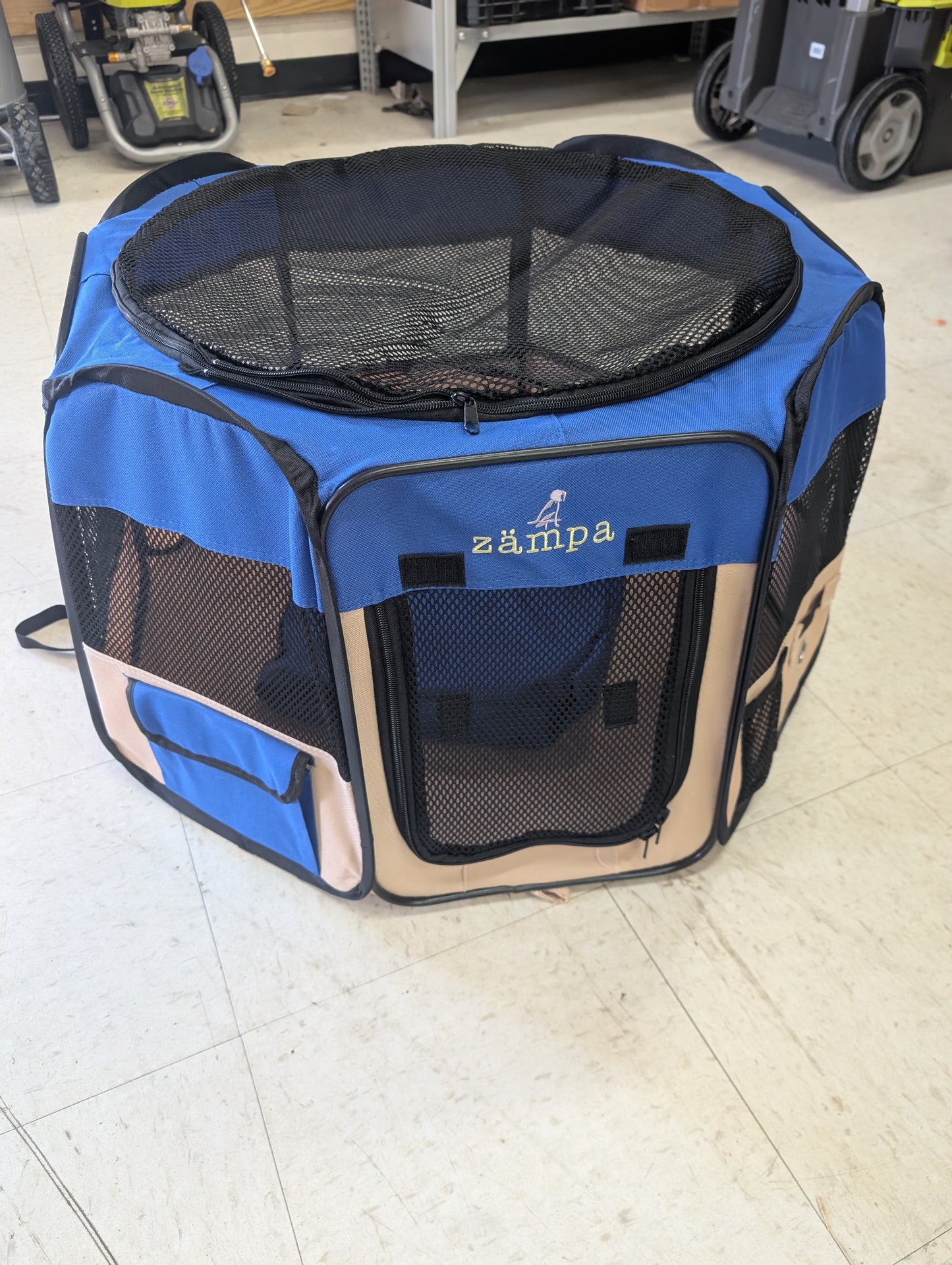 29" Pet Playpen Blue And Beige