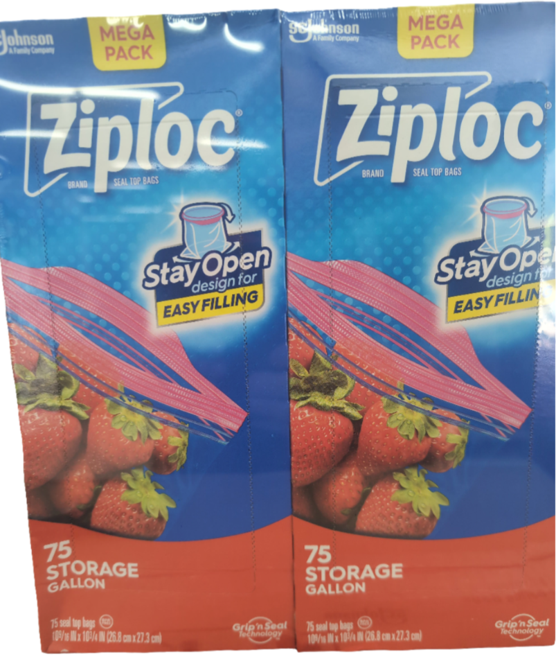 Twin Pack Ziploc 75 Storage Gallon Stay Open Bags
