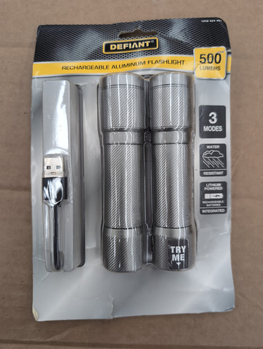 1 Pack 500 Lumen Aluminum Rechargeable Flashlights