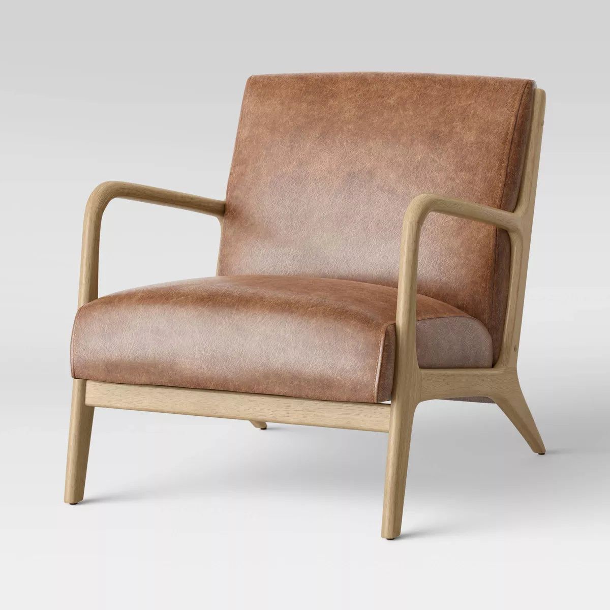 Leather and discount wood armchair