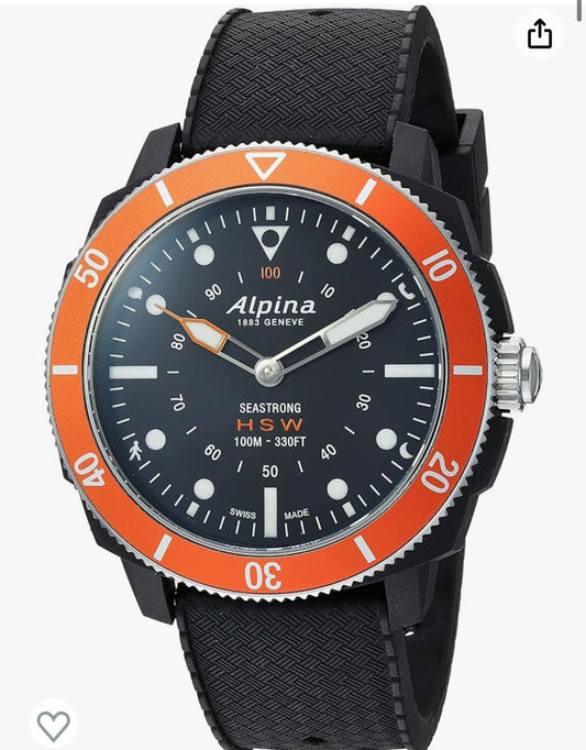 Alpina Men's AL-282LBO4V6 Horological Smart Watch Analog Display Quartz Black Watch