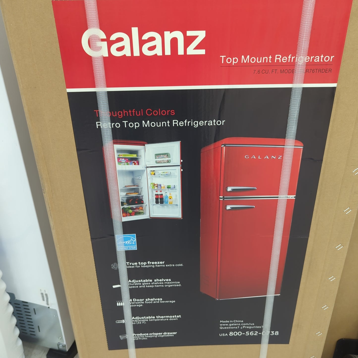 Galanz Retro Red Top Freezer Refrigerator 7.6 cu.ft Fridge