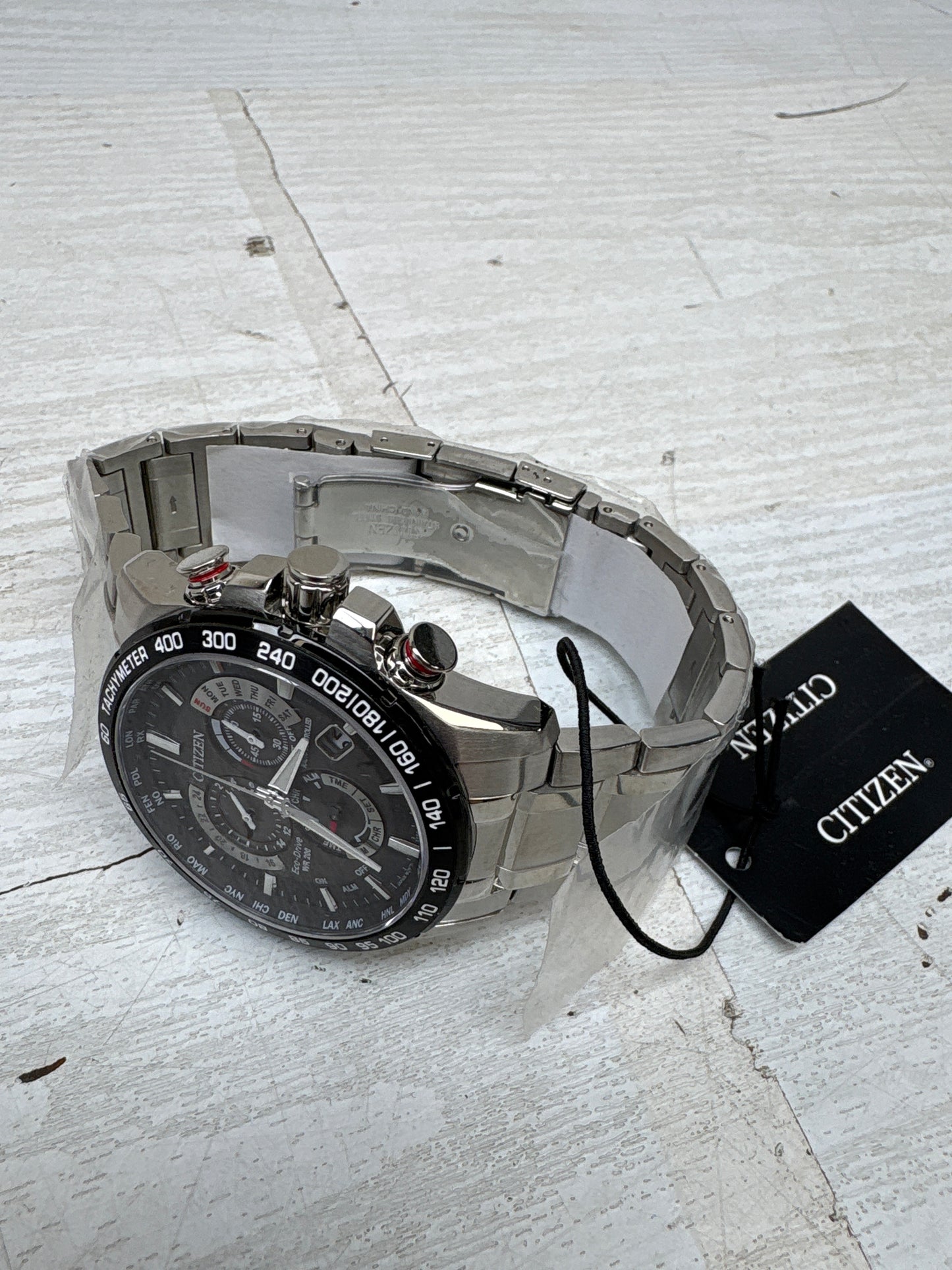 C29) Citizen Men's Eco-Drive Sport Luxury PCAT Chronograph Watch Stainless Steel, Black Dial (Model: CB5898-59E)