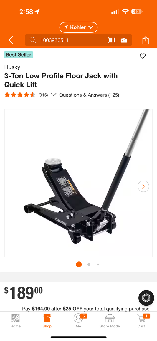 Husky 3 ton low pro floor jack