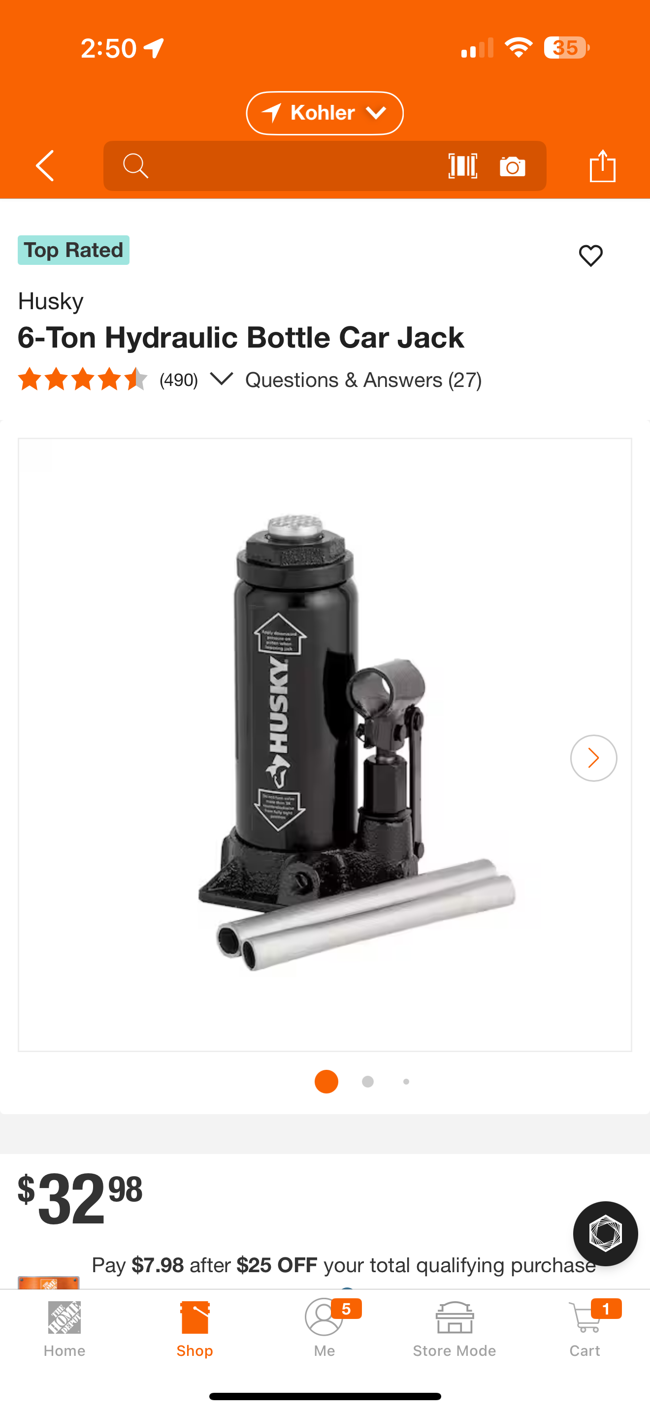 Husky 6 ton bottle jack