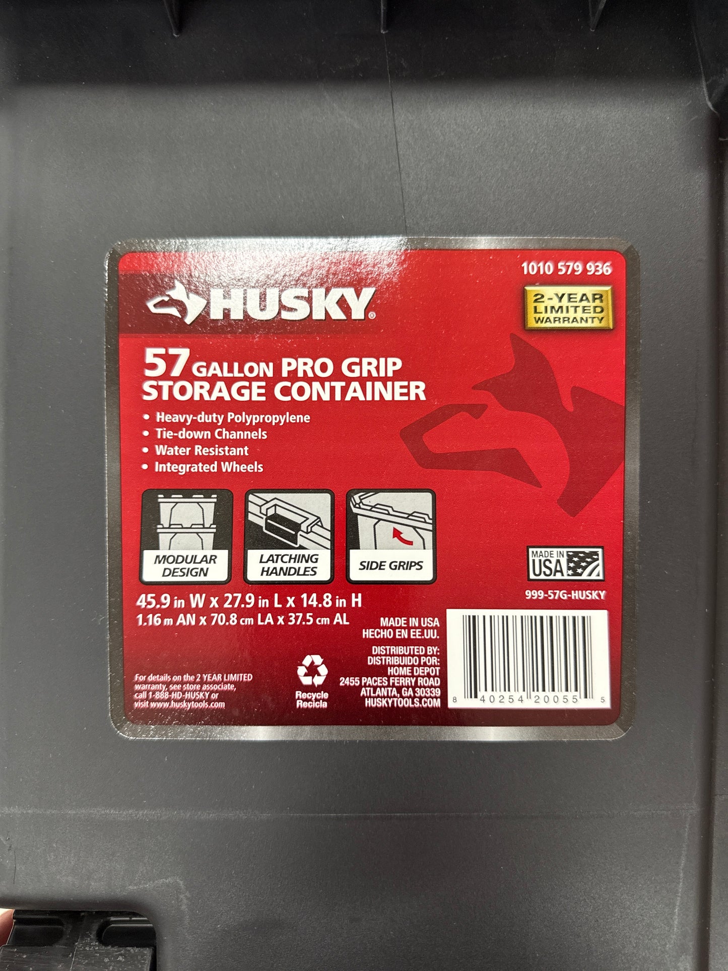 Husky 57gal storage container